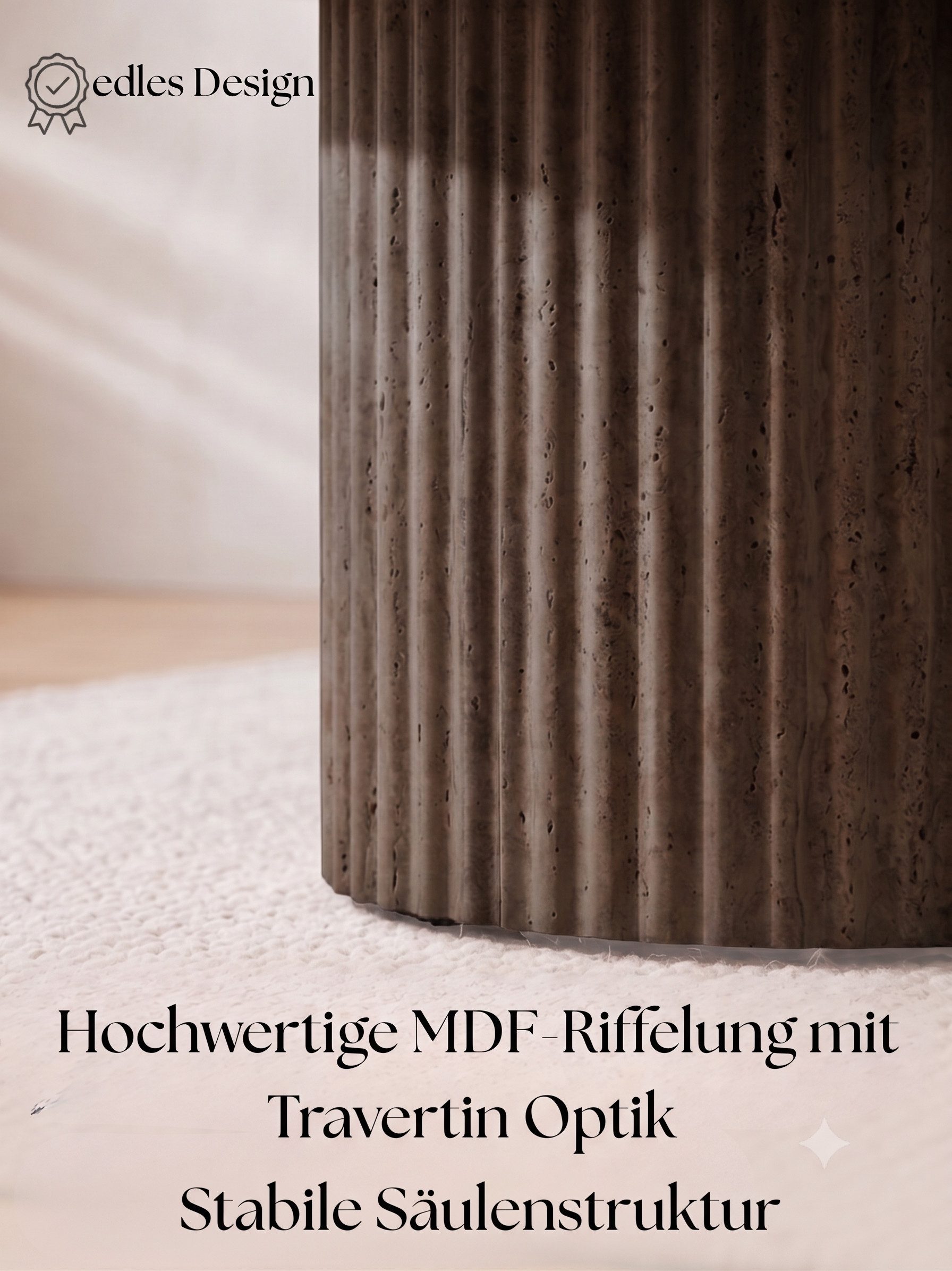 alesvelt Esstisch Trivento oval massive Tischplatte im Travertin Design Säulenstil (1-Tisch), Tischbeine im Säulenstil, 200x100x75cm – Bild 5 von 5