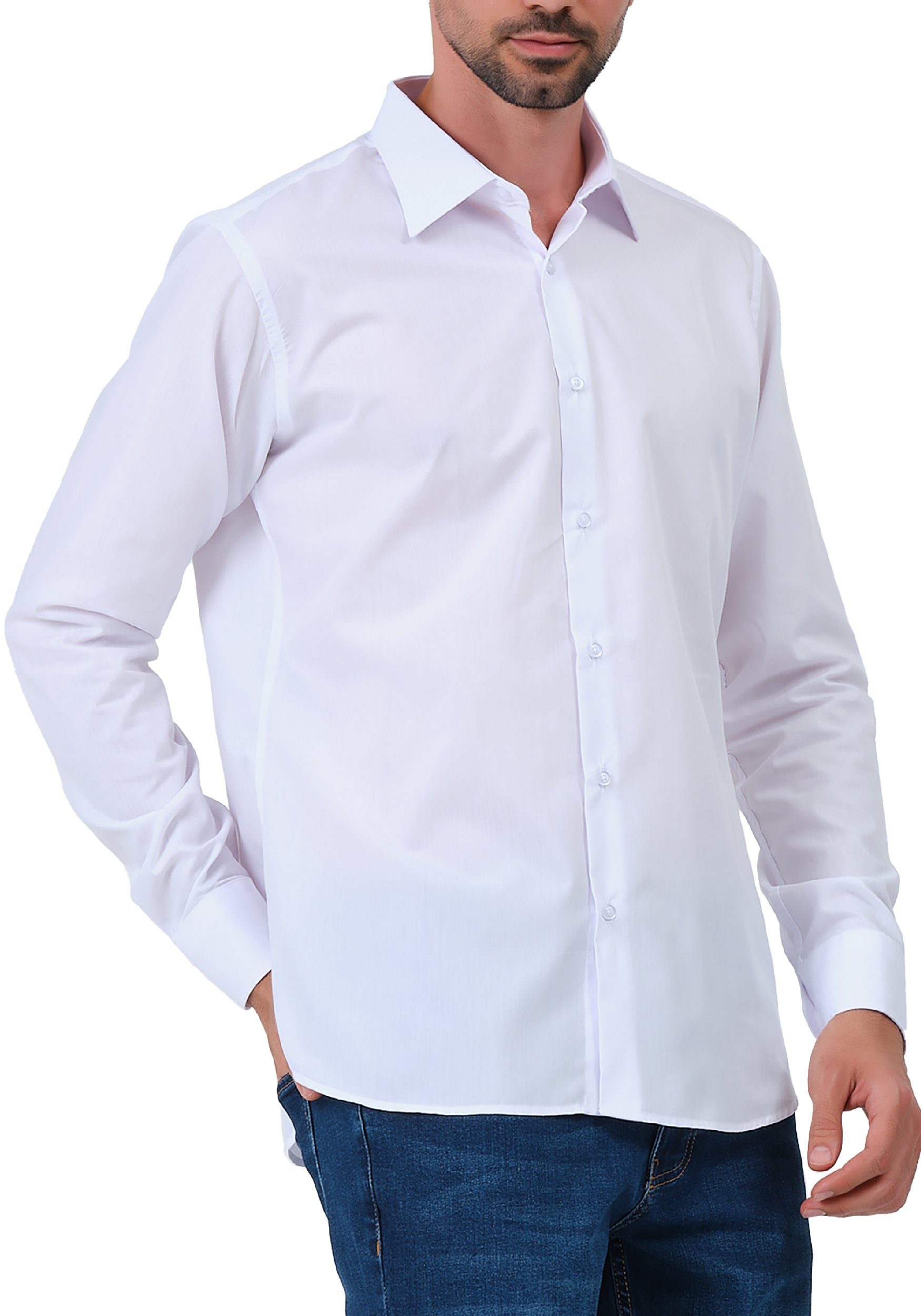 JEEL Langarmhemd Herren Hemd Langarm (1-tlg) Slim Fit – Bild 3 von 5