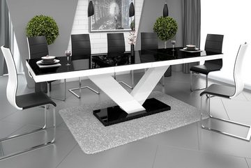 designimpex Esstisch Design Tisch HE-999 Schwarz / Weiß Hochglanz ausziehbar 160 bis 256 cm