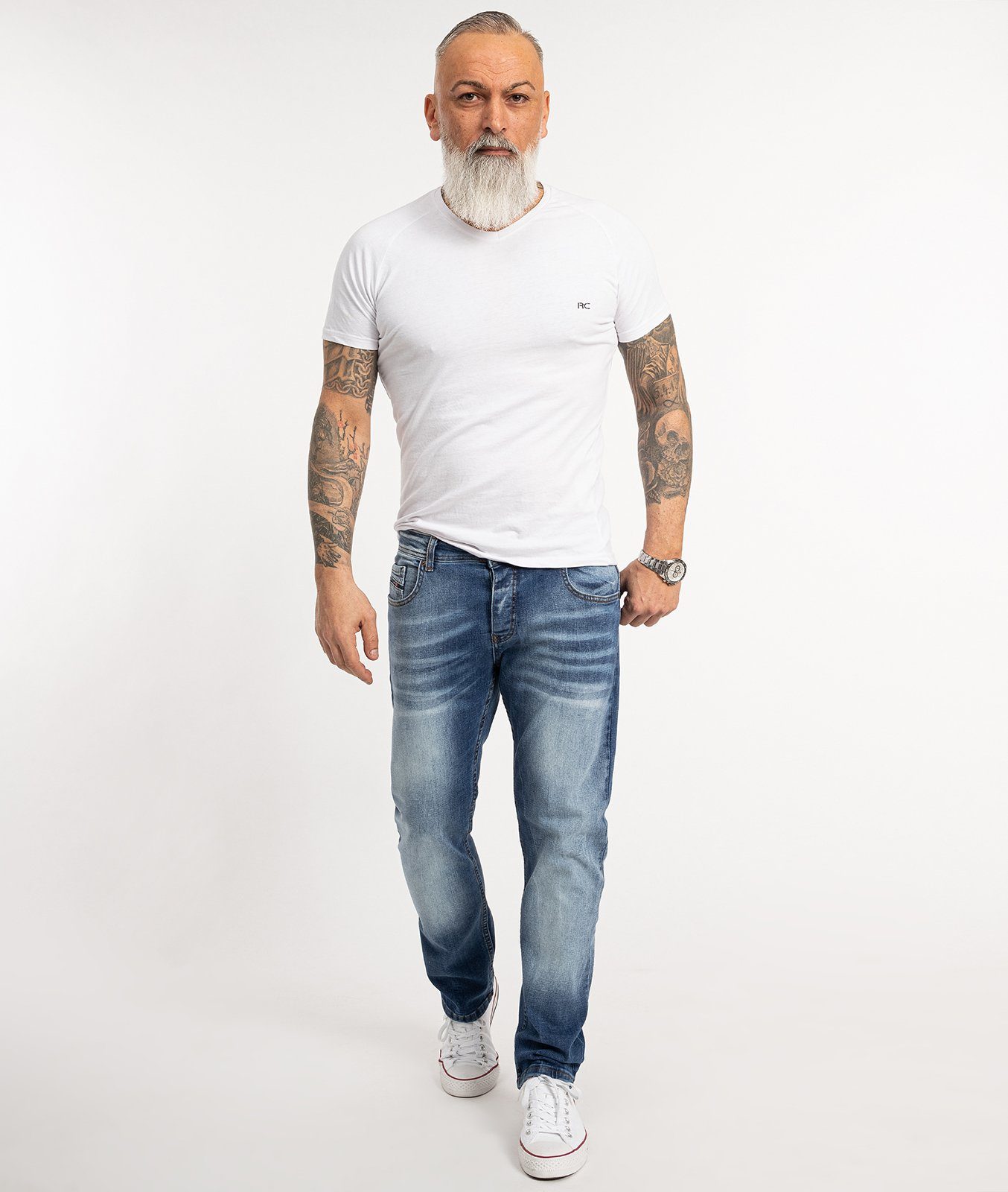 Rock Creek Straight-Jeans Herren Jeans Stonewashed Blau RC-2358