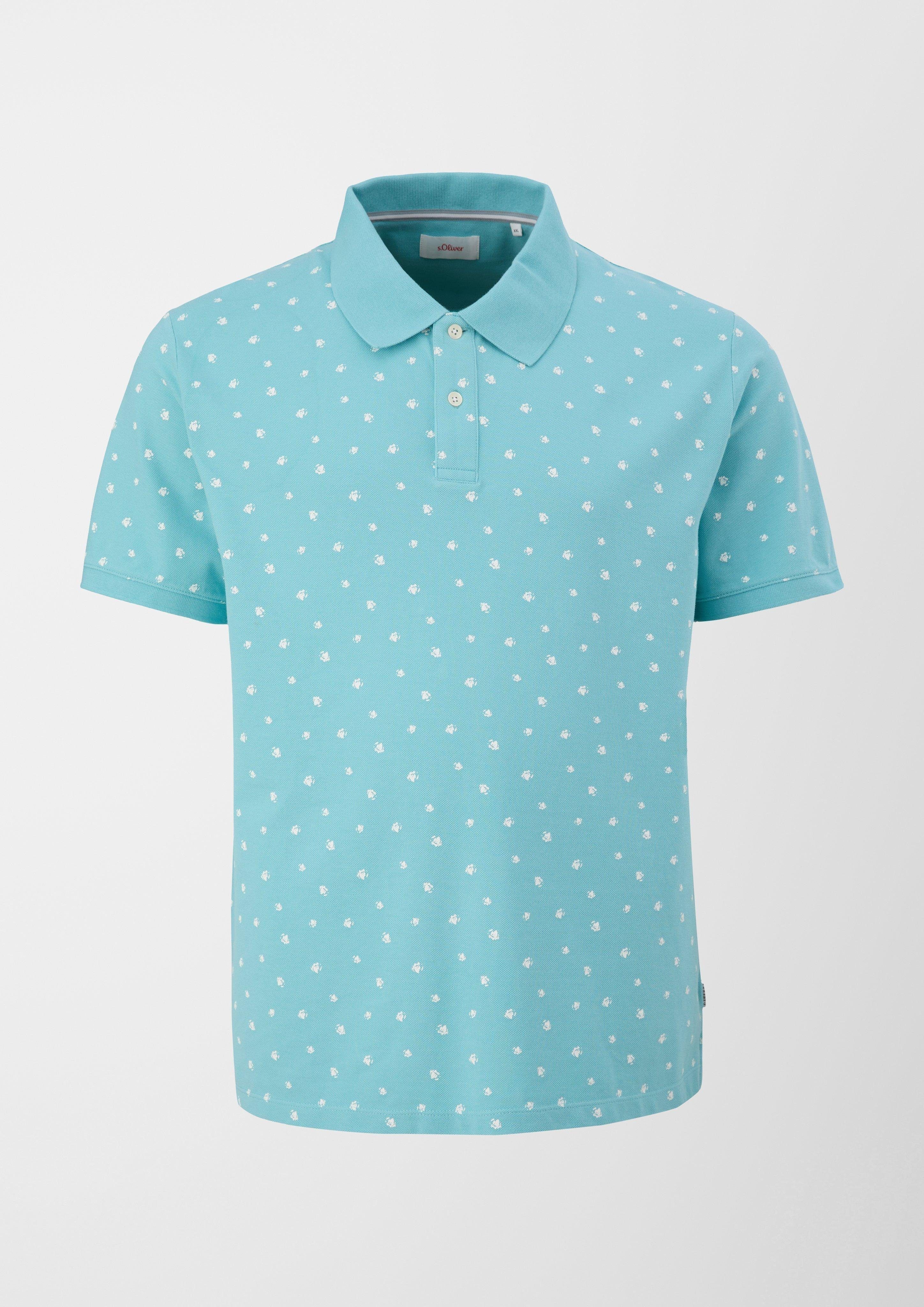 Kurzarmshirt s.Oliver Tür mit Poloshirt Alloverprint