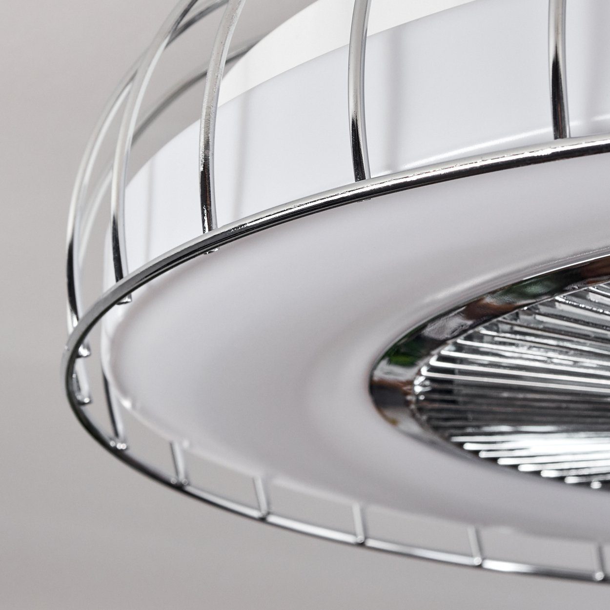 hofstein Deckenventilator dimmbare Deckenlampe Chom/Weiß in Ventilator mit