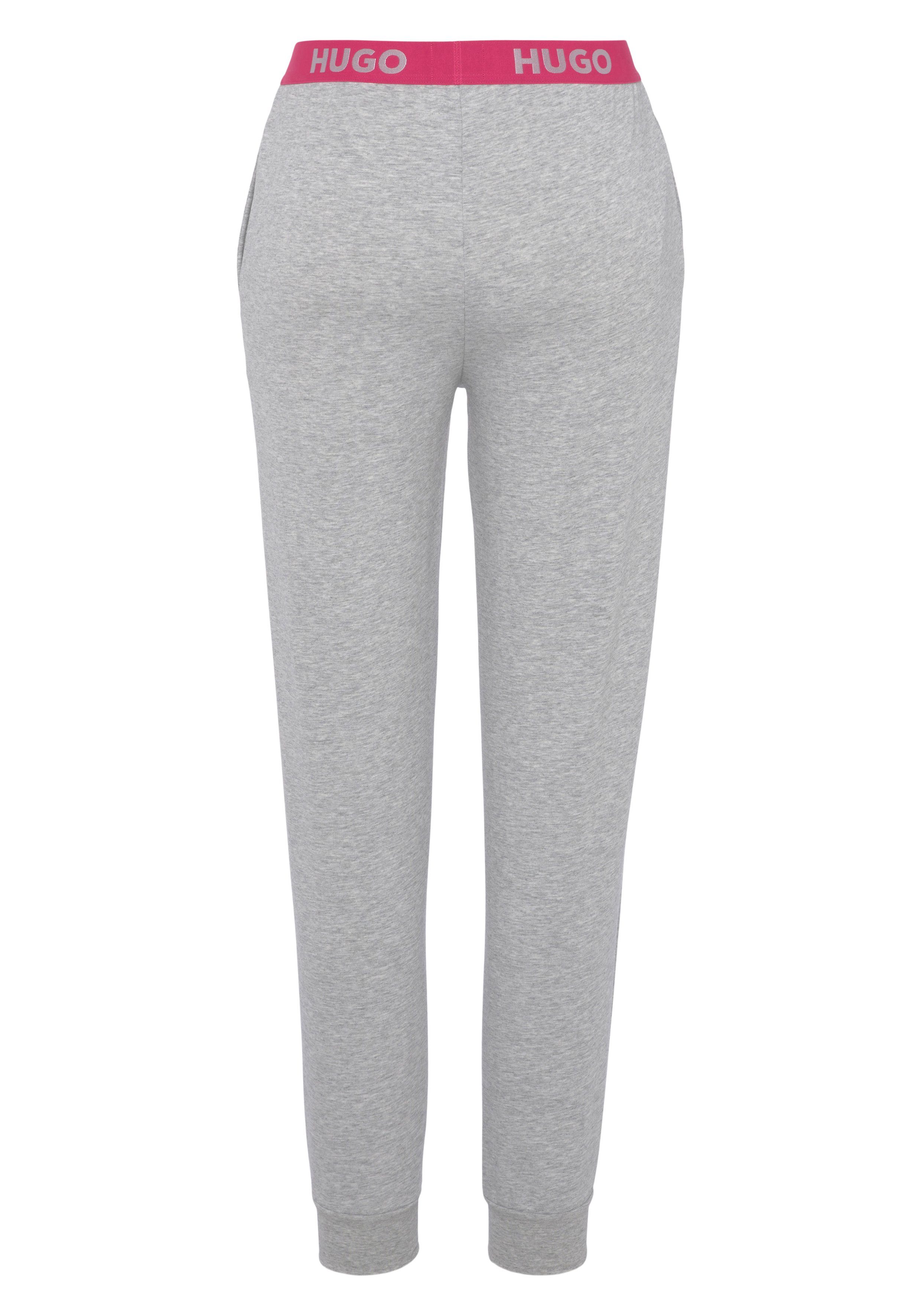 HUGO LOGO_PANTS mit SPORTY grau elastischem Homewearhose Logobund