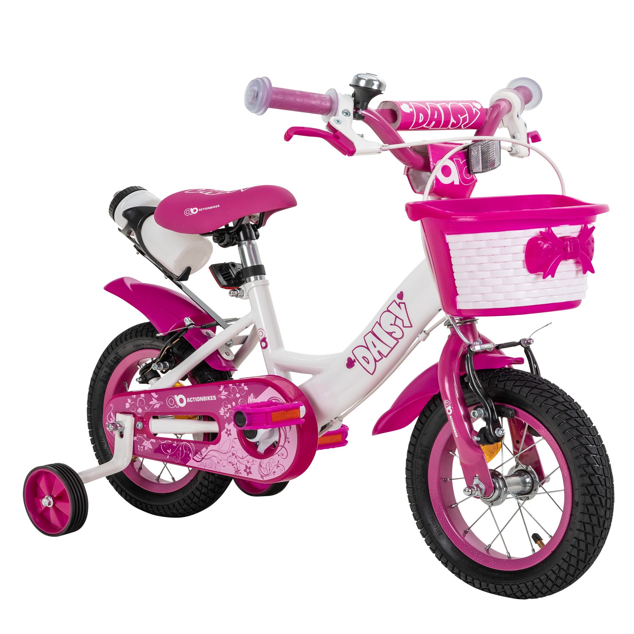 Kinderfahrrad Daisy für Mädchen inkl. Trinkflasche und Korb