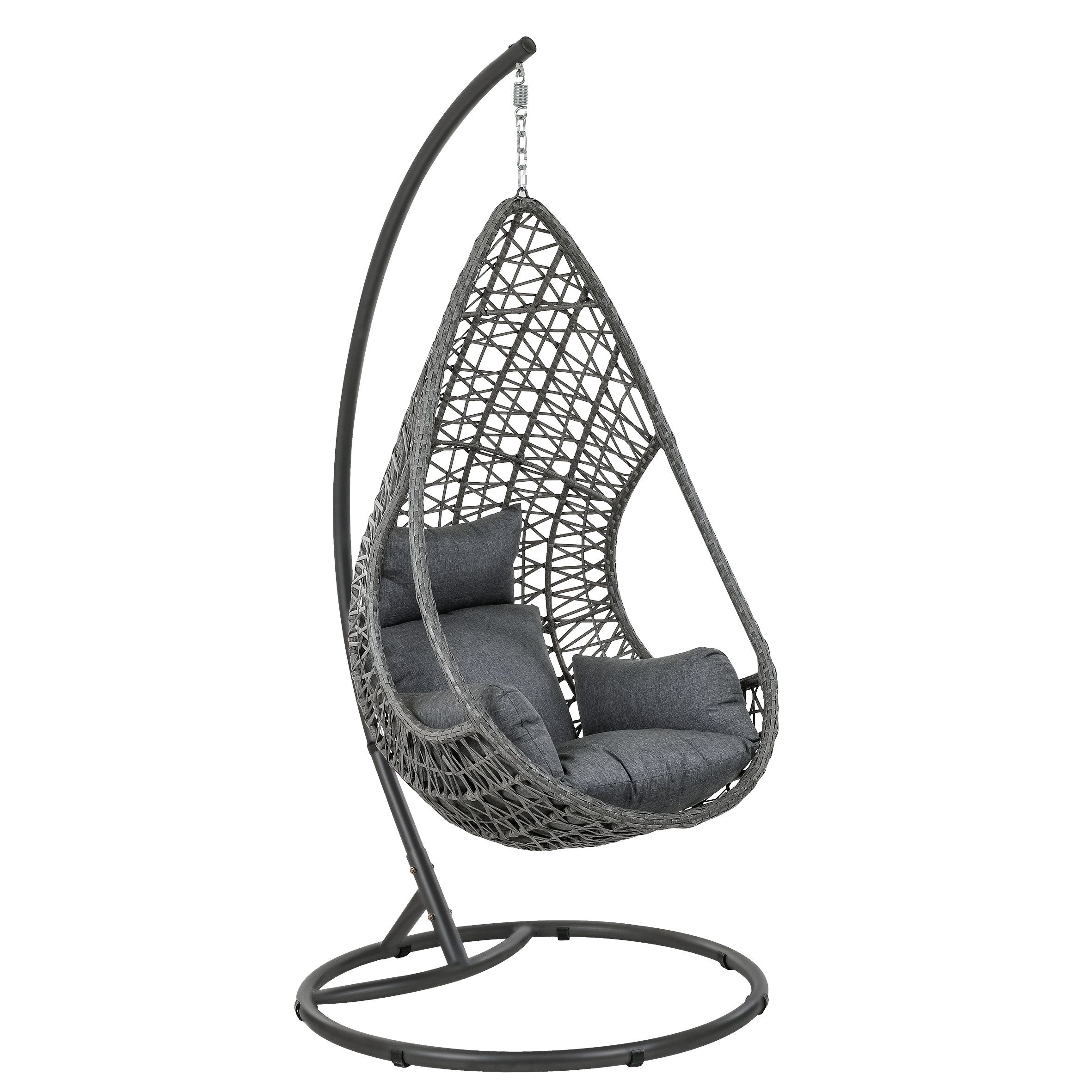Greemotion Hängesessel Aurela mit Gestell grau für Indoor Outdoor mit Kissen