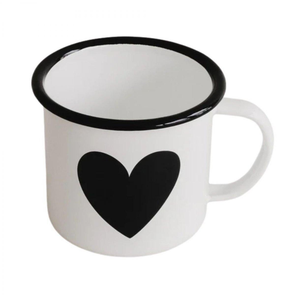 Eulenschnitt Thermobecher Tasse Emaille Herz