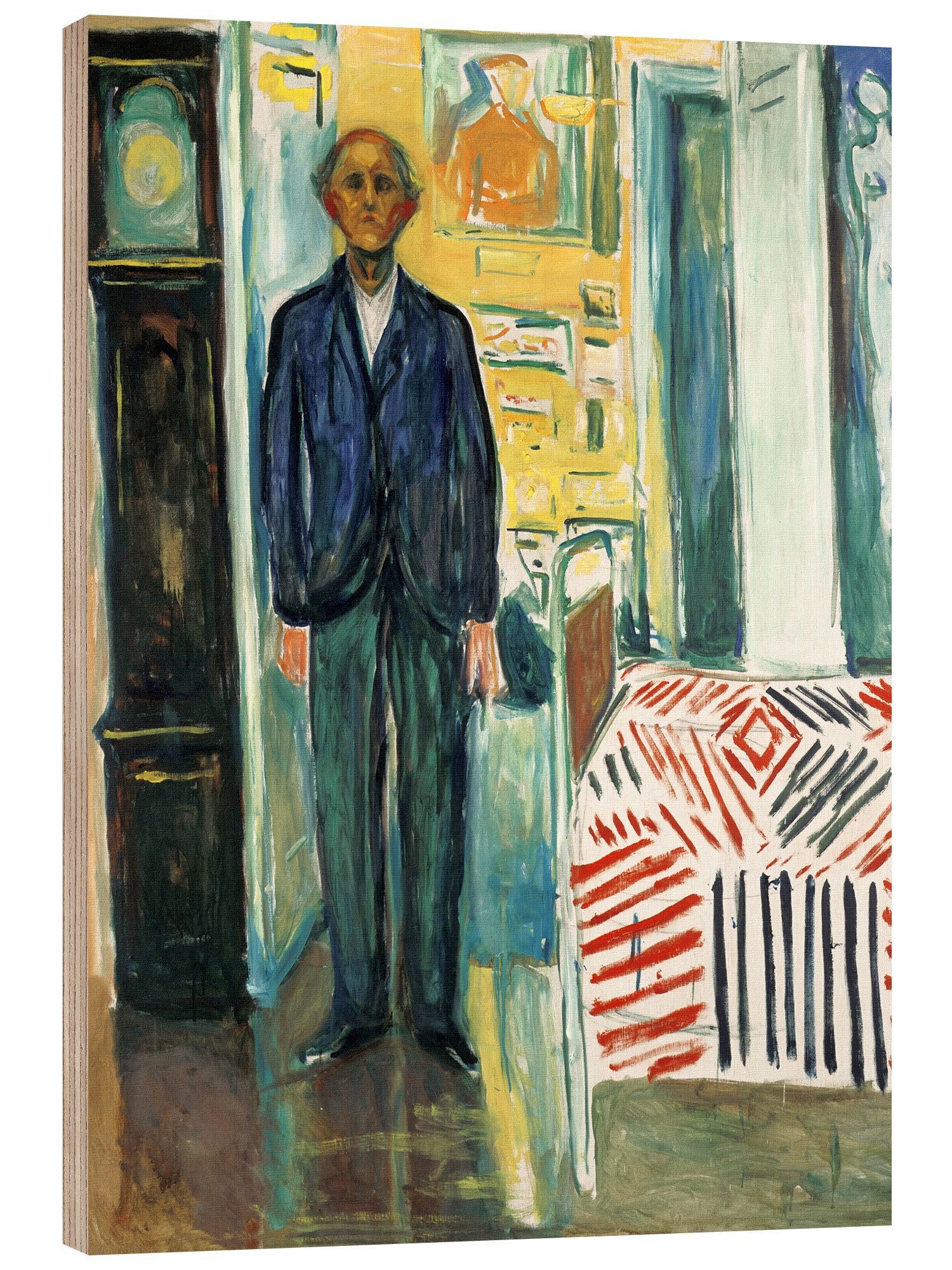 Posterlounge Wandbild Selbstbildnis zwischen Uhr und Bett, Edvard Munch, erhältlich als Poster, Leinwandbild, Wandsticker oder Acrylglasbild