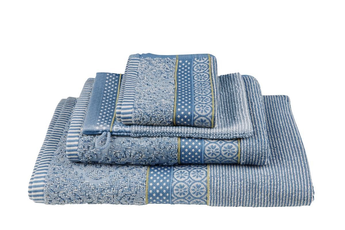 PiP Studio Gästehandtuch Soft Zellige Gästehandtuch blue grey 30x50cm (1 Stück), 100% Baumwolle (320903)
