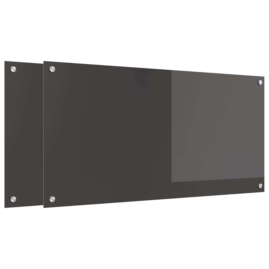 vidaXL Küchenrückwand Küchenrückwand 2 stk. Dunkelgrau 100 x 50 cm Gehärtetes Glas, (2-tlg)