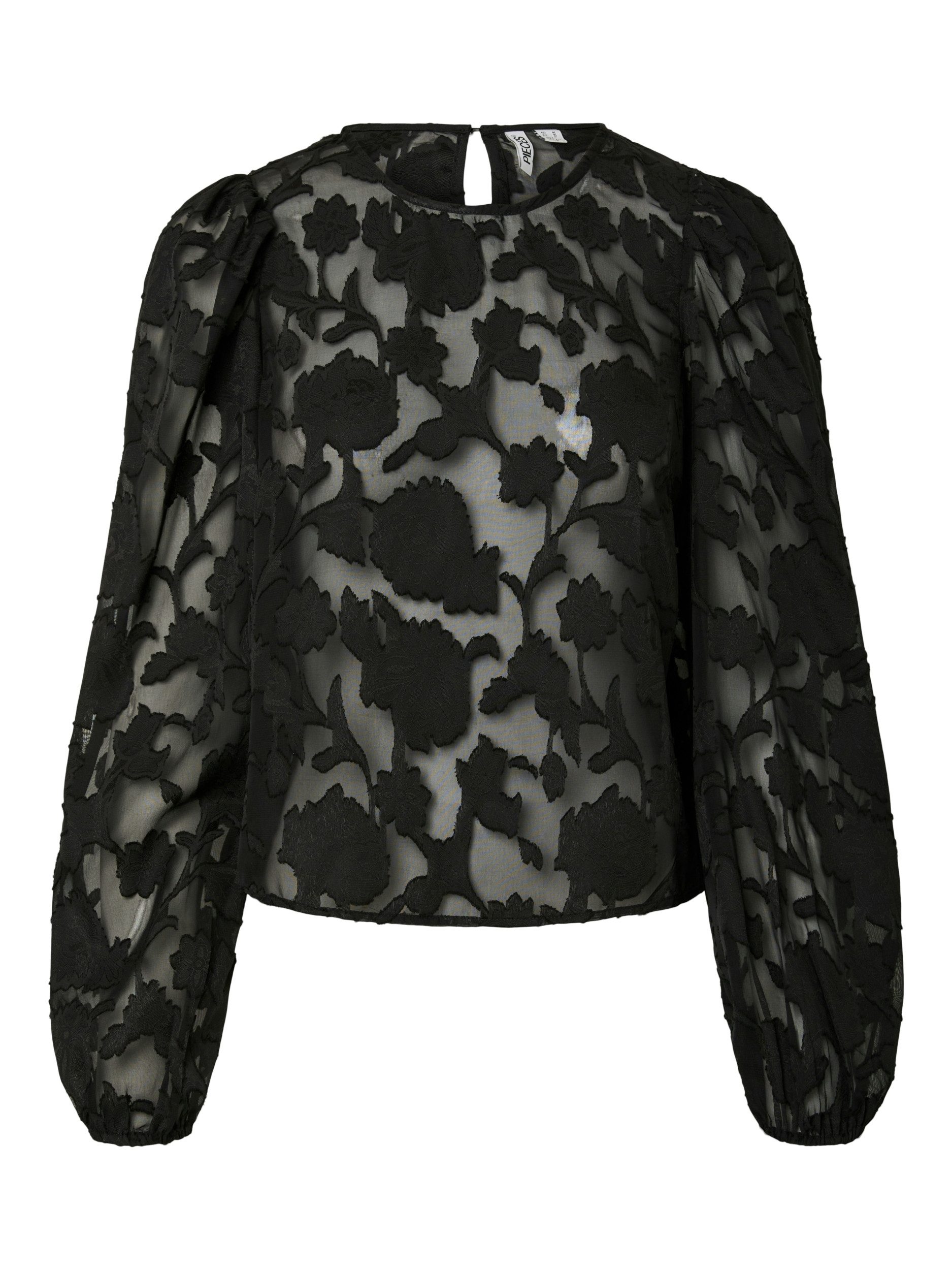 pieces Spitzenbluse PCNEA LS LACE TOP WVN FSY PP