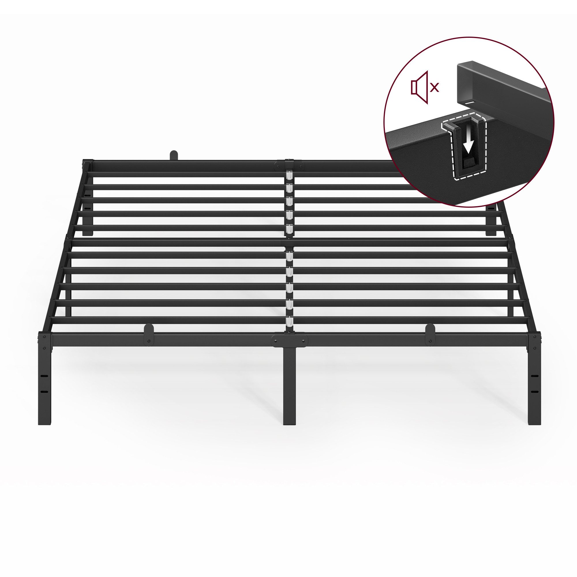 VASAGLE Bettgestell (180 x 200 cm, 35.6 cm H, geräuscharm), Metallbett, Bettrahmen, hochtragfähig, mehrfachgrößen-Option
