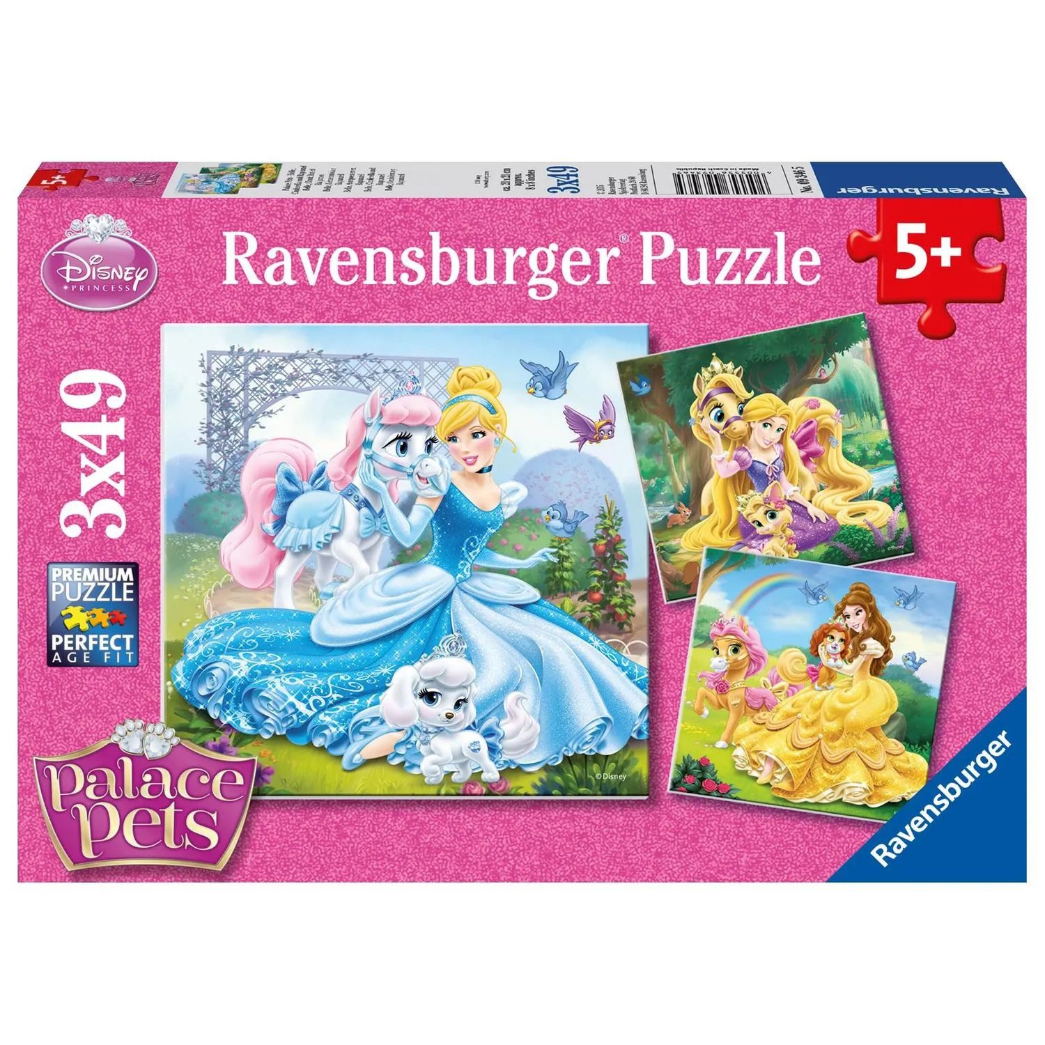 Ravensburger Puzzle Disney Palace Pets: Belle, Cinderella und Rapunzel. Puzzle 3 x 49..., 49 Puzzleteile