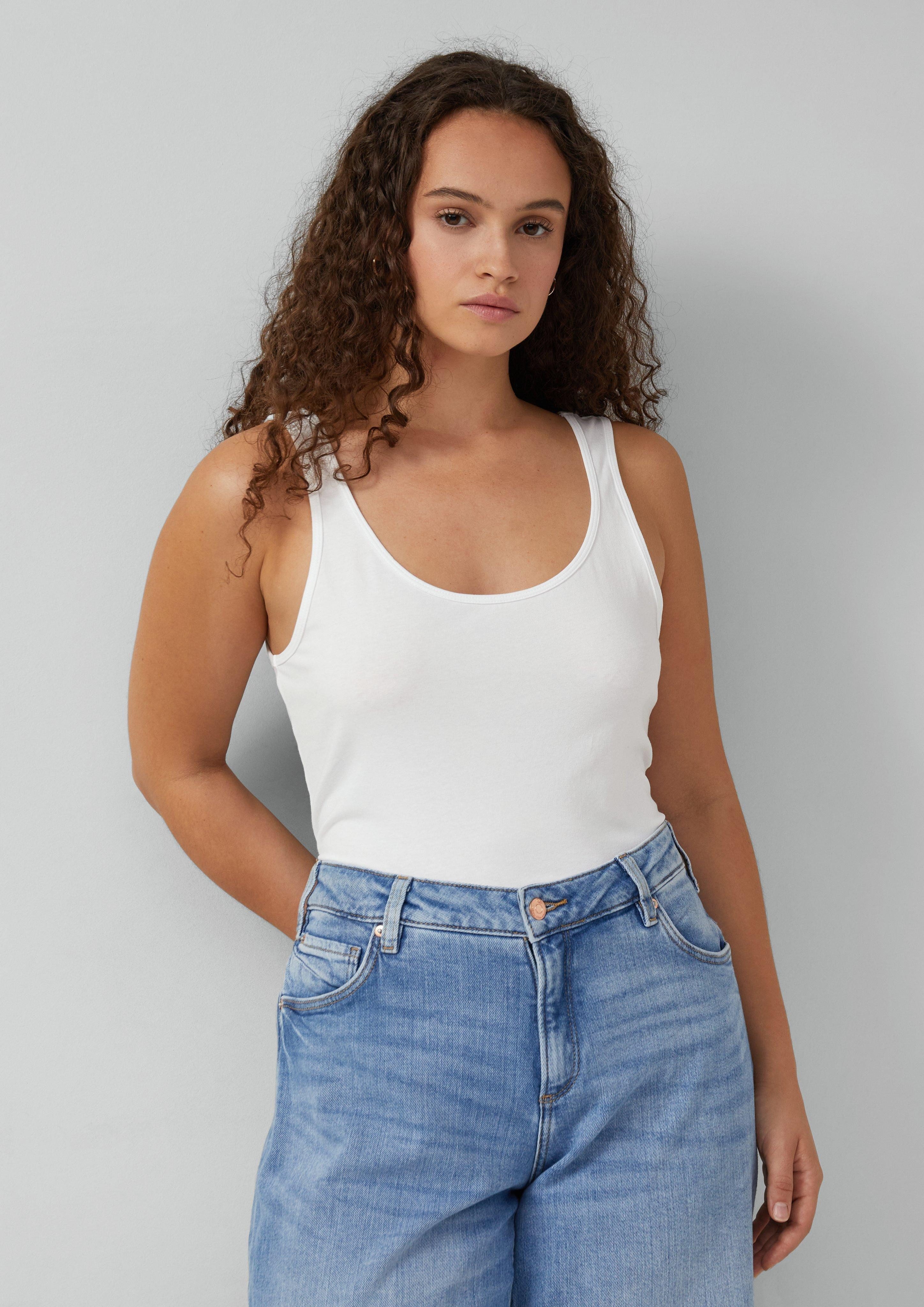QS Kurzarmshirt Top aus Baumwolljersey günstig online kaufen