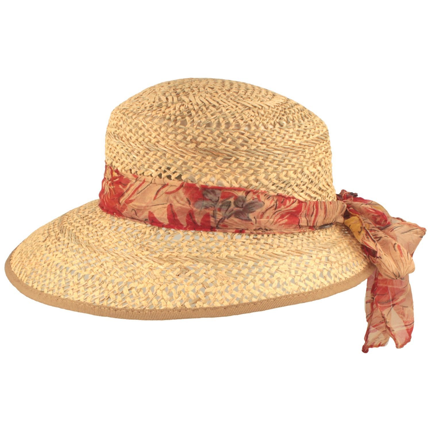 Breiter Strohhut Sommerliche, leichte Strohschute mit Chiffonband