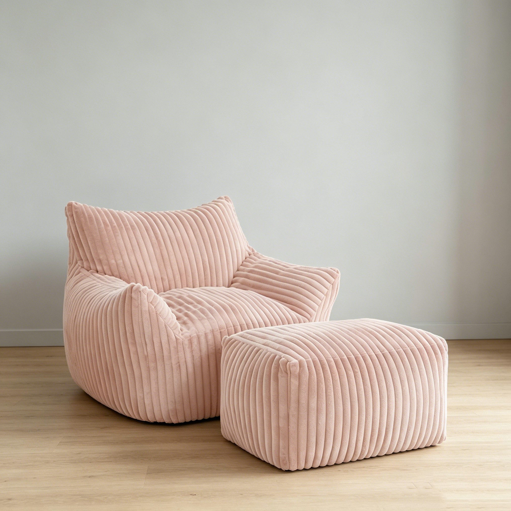 OKWISH Sofa Sitzsack, Einzelsofa, Wohnzimmer Sofa, Geschwungener Lounger mit abgestimmtem Ottoman, ergonomische