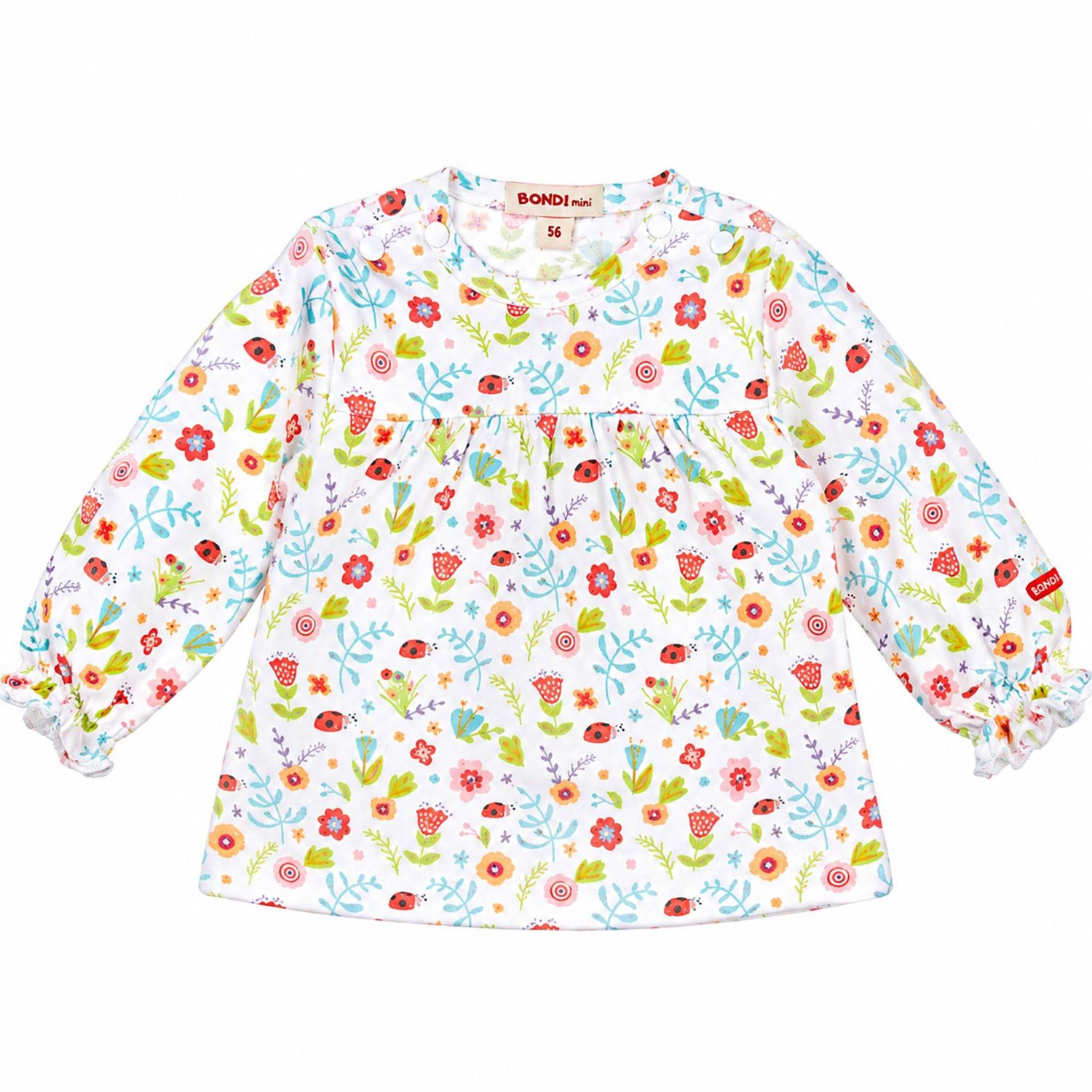 BONDI Langarmshirt Langarmshirt 'Blümchen und Käfer' 93692 - Weiß / B