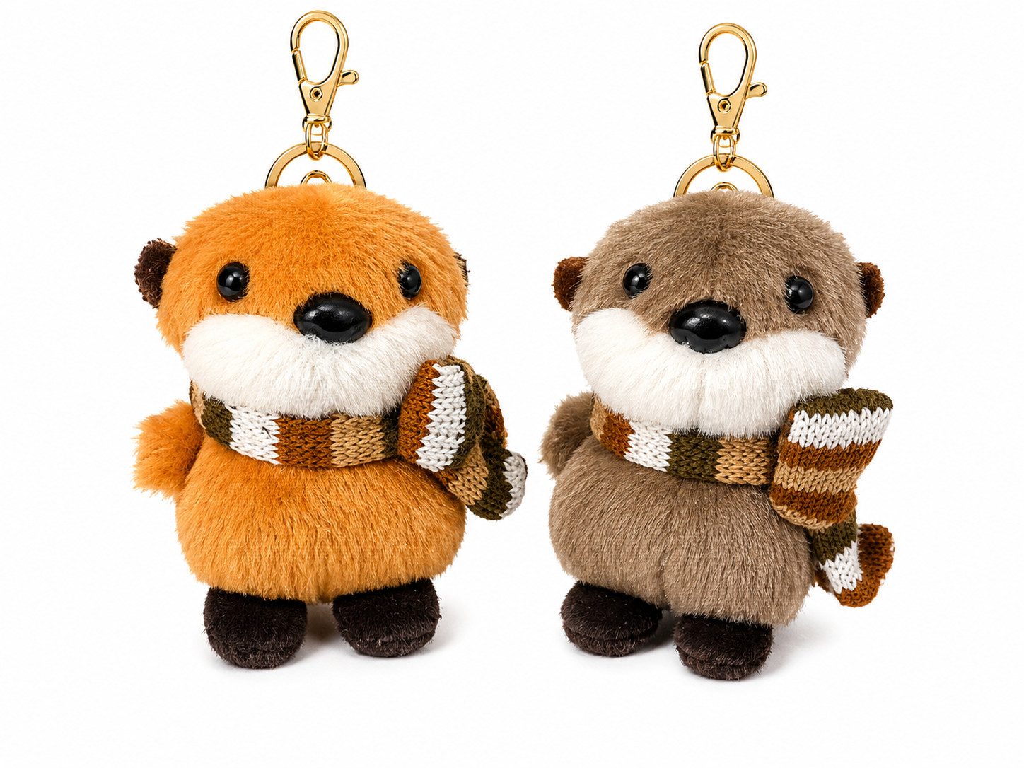 GOLDIA GMBH Schlüsselanhänger Otter Plüsch Anhänger mit Schal für Tasche und Schlüsselbund (Set, 1-tlg., Geschenk-Set), Mit Karabiner, Plüsch, Design zufällig, Farbe nicht frei wählbar