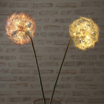 MARELIDA LED-Leuchtzweig LED Pusteblume XL Kunstblume Vasendeko Blume Dandelion rosa, 22-flammig