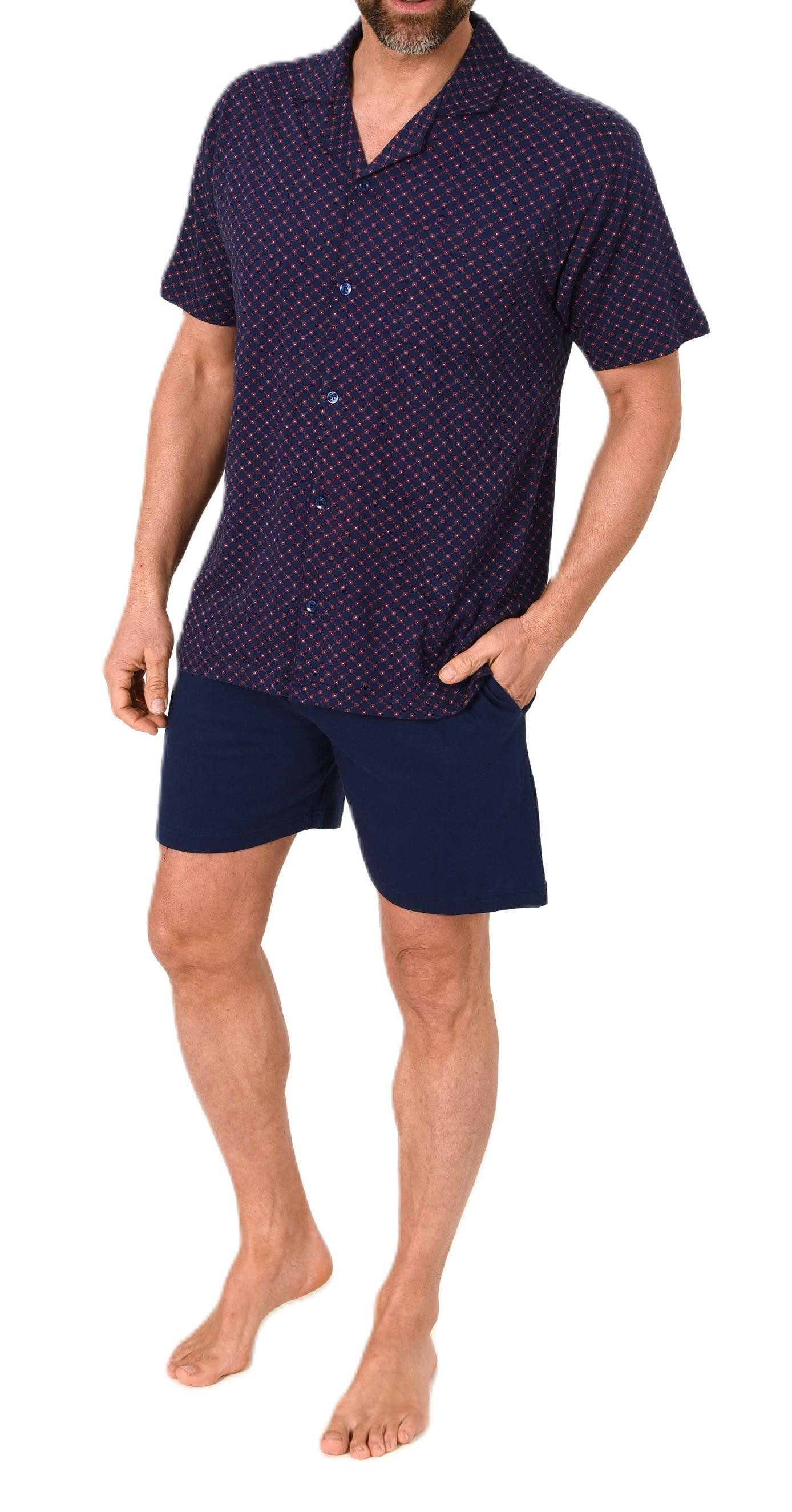 Normann Pyjama Herren Kurzarm Schlafanzug Shorty zum durchknöpfen, auch in günstig online kaufen
