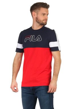 Fila T-Shirt Fila T-Shirt Herren JADON BLOCKED TAPE TEE 683257 Rot Dunkelblau 683257 True Red-Black Iris-Bright White