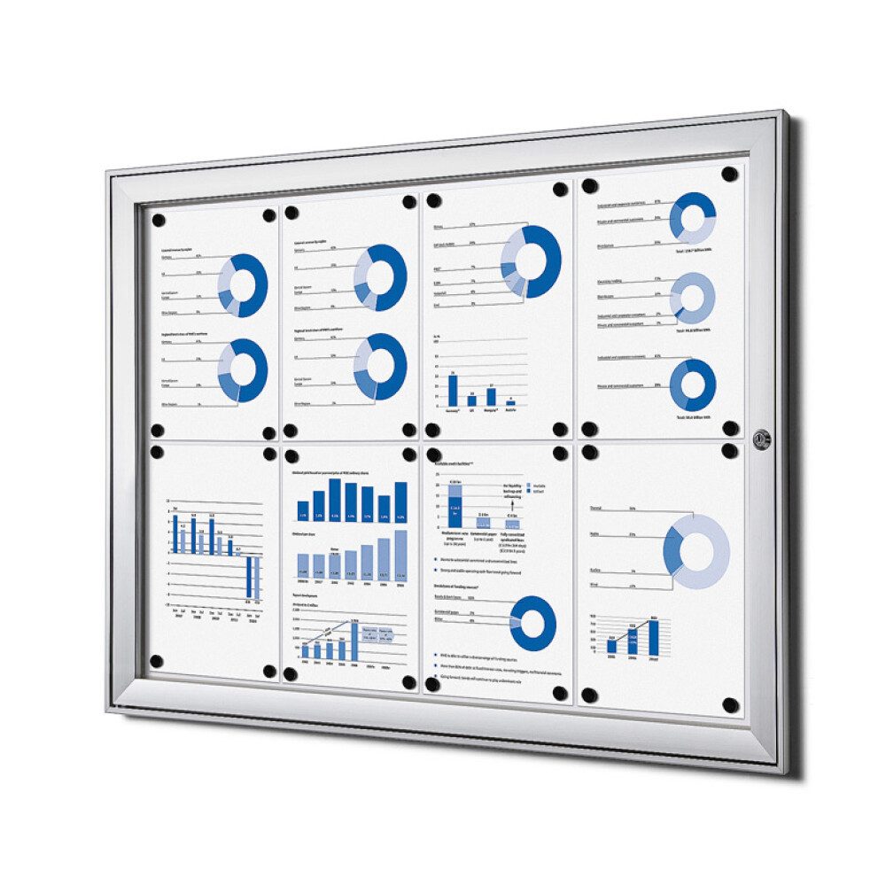 Hängevitrine für Innen und Außen SCS - 8x DIN A4 - Aluminium - Silber