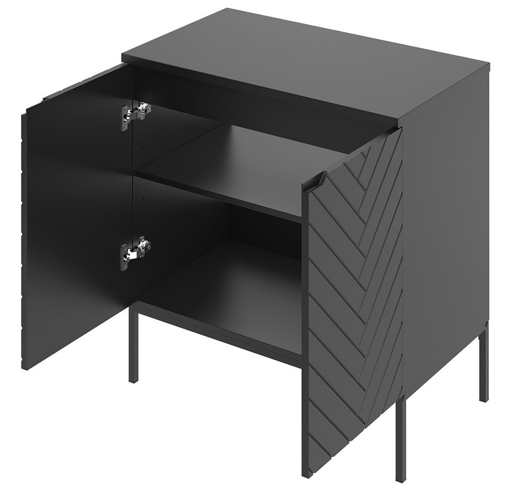 Thumbnail - Lomadox Waschtisch ANGERA-140, Waschbeckenunterschrank 80 cm breit mit Waschbecken modern in schwarz