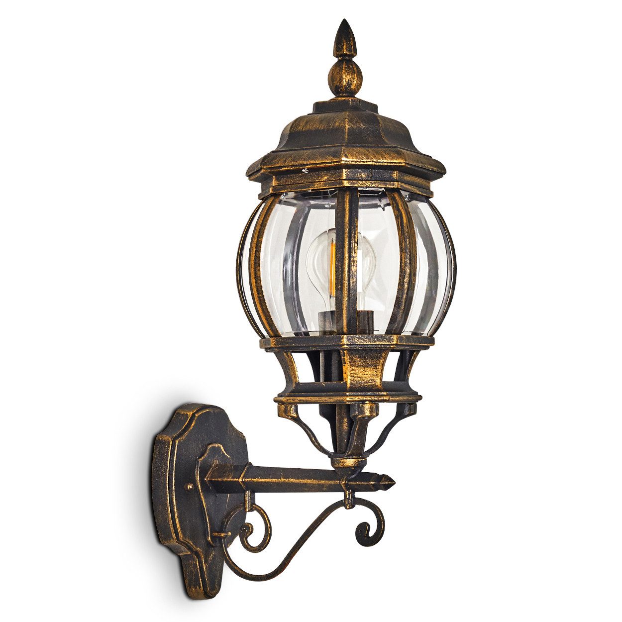 hofstein Außen-Wandleuchte »Meyen« Außenwandlampe, Aluguss in Braun/Gold m. günstig online kaufen