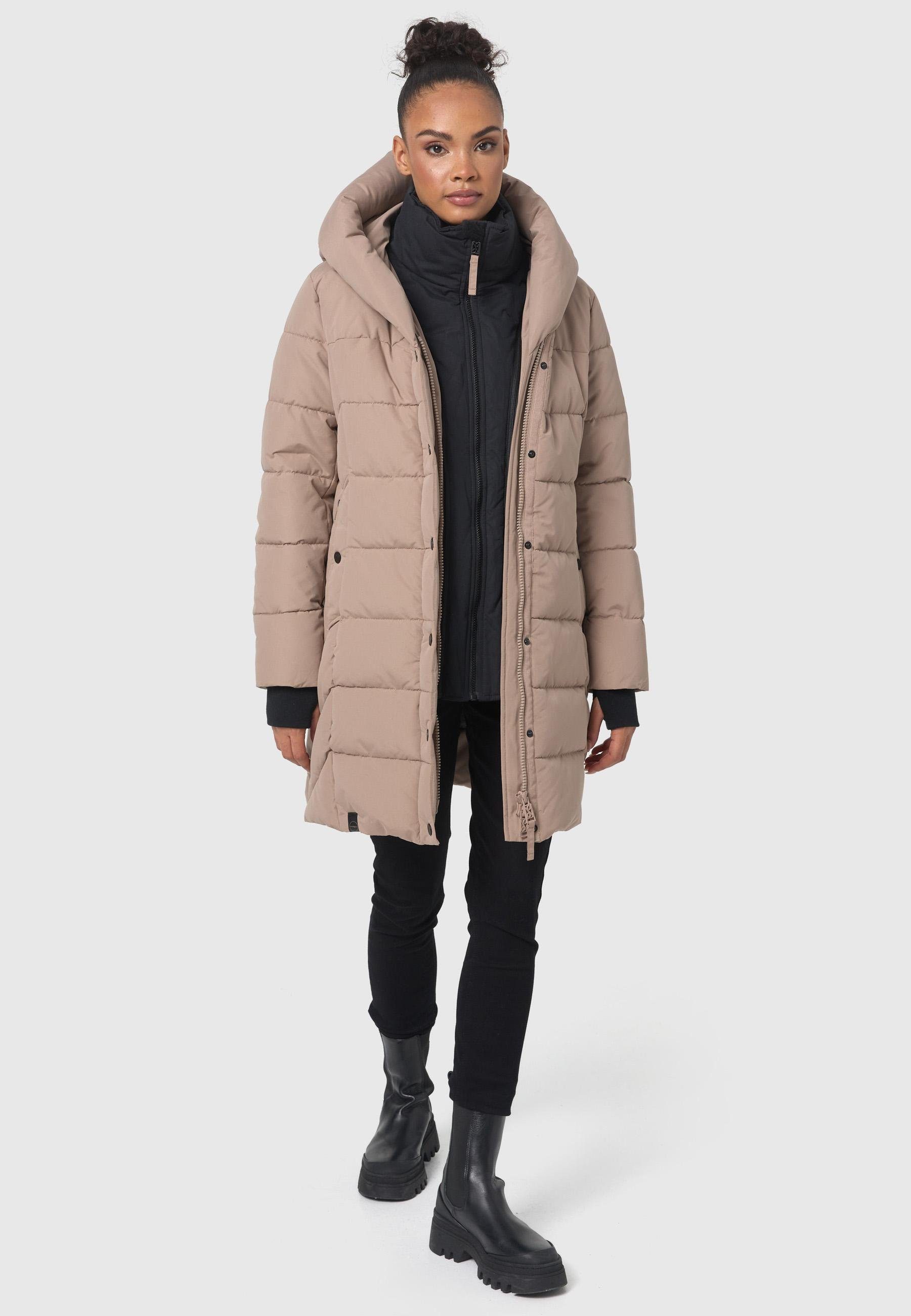 Navahoo Steppmantel Knutschilein Stylischer Damenmantel mit abnehmbarem Fleece-Kragen