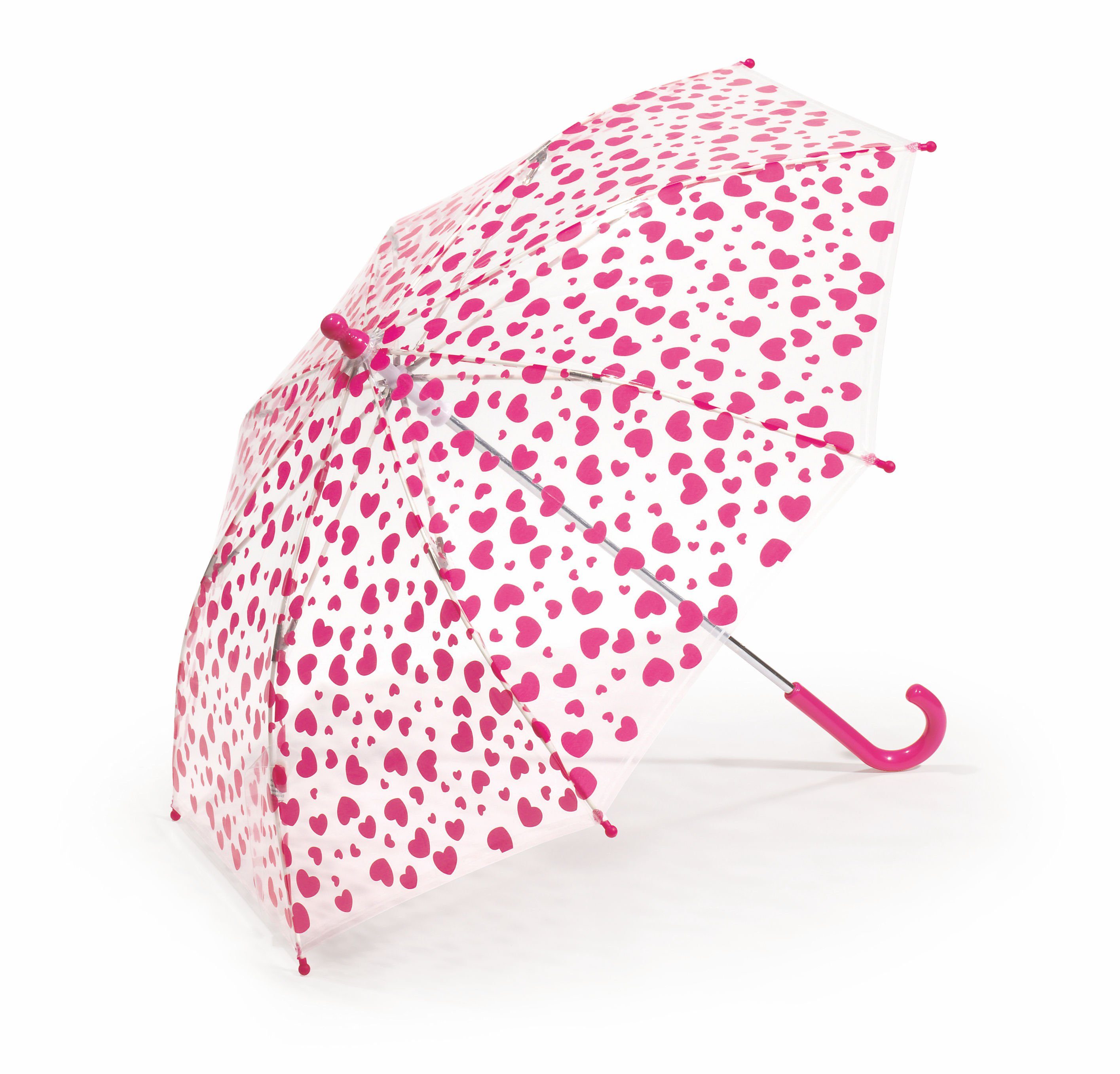 HAPPY RAIN Stockregenschirm Bambino transparent, mit Herzen