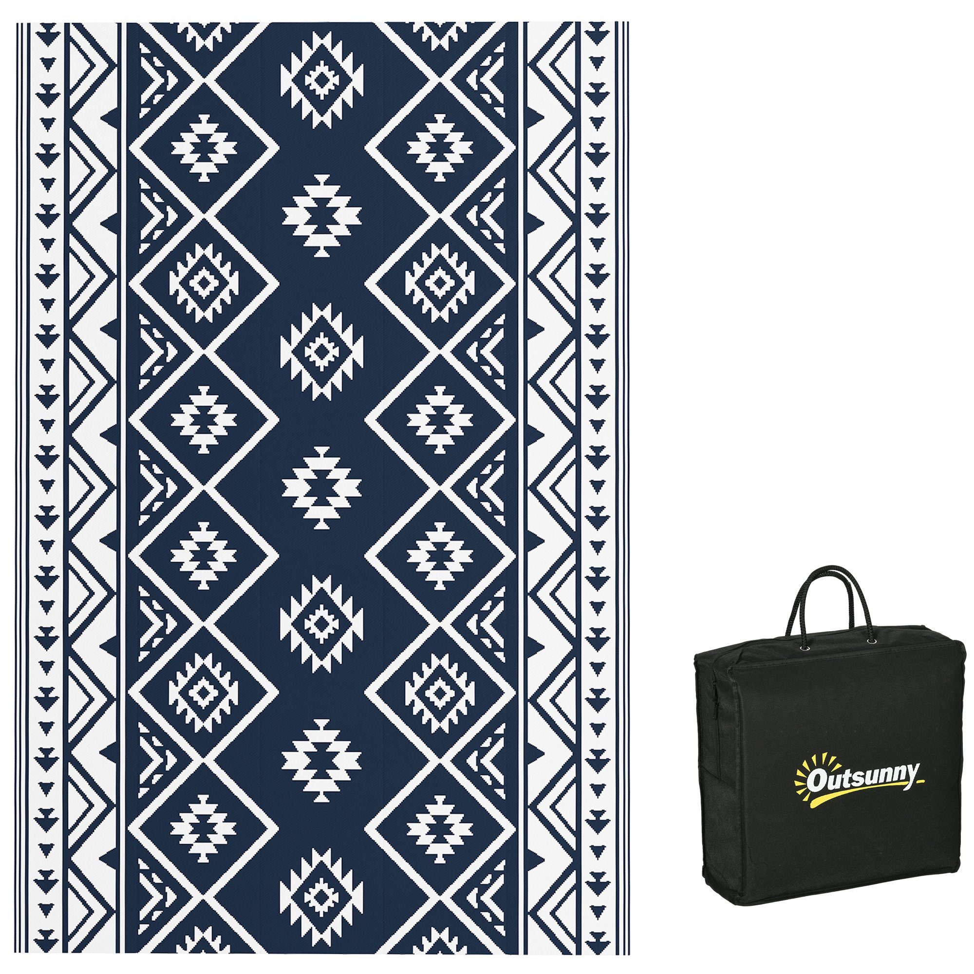 Outsunny Outdoorteppich Wendeteppich Kunststoffteppich mit Tragetasche, günstig online kaufen