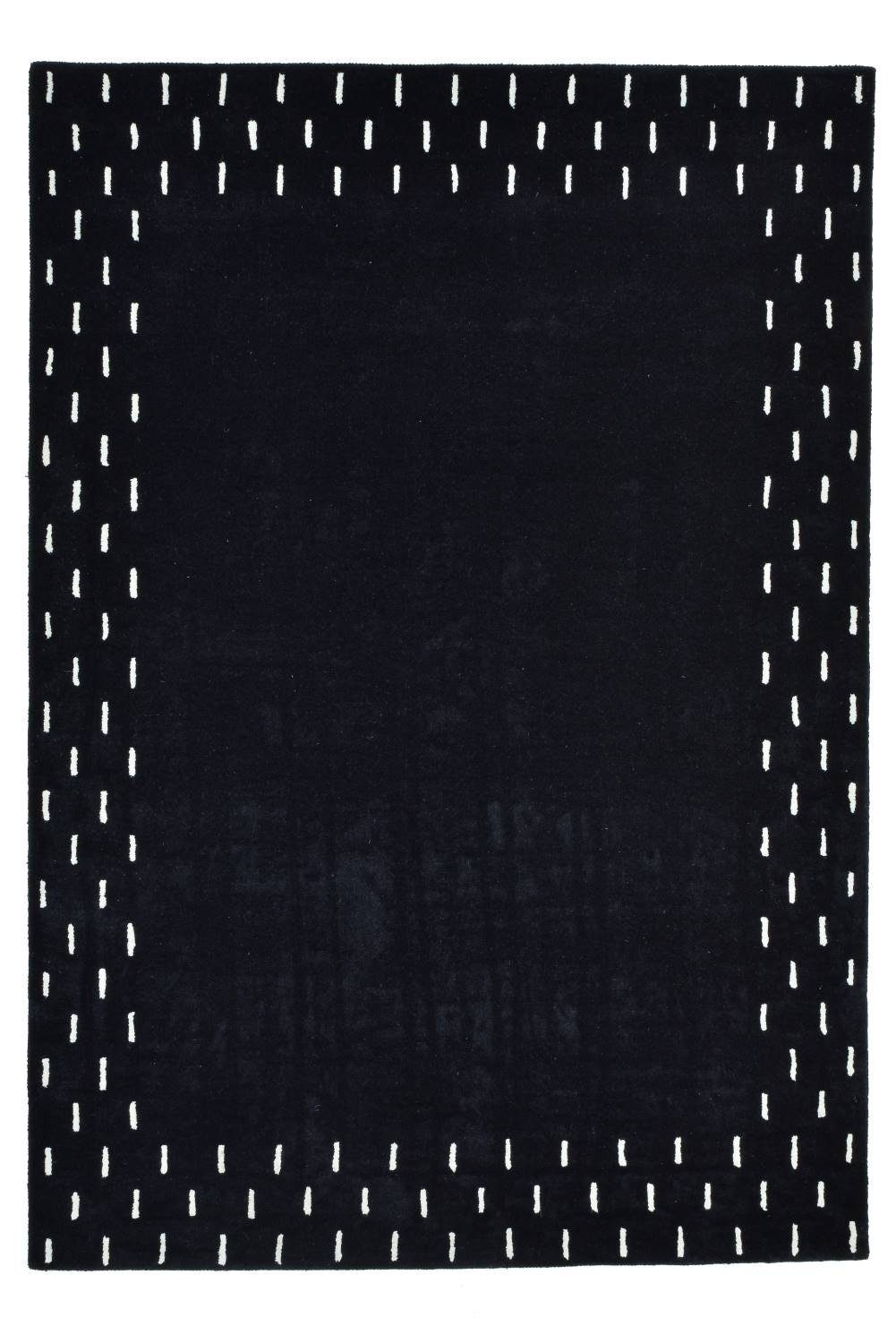 Teppich Terre, THEKO, Rechteckig, 160 x 230 cm, Schwarz/ Weiß