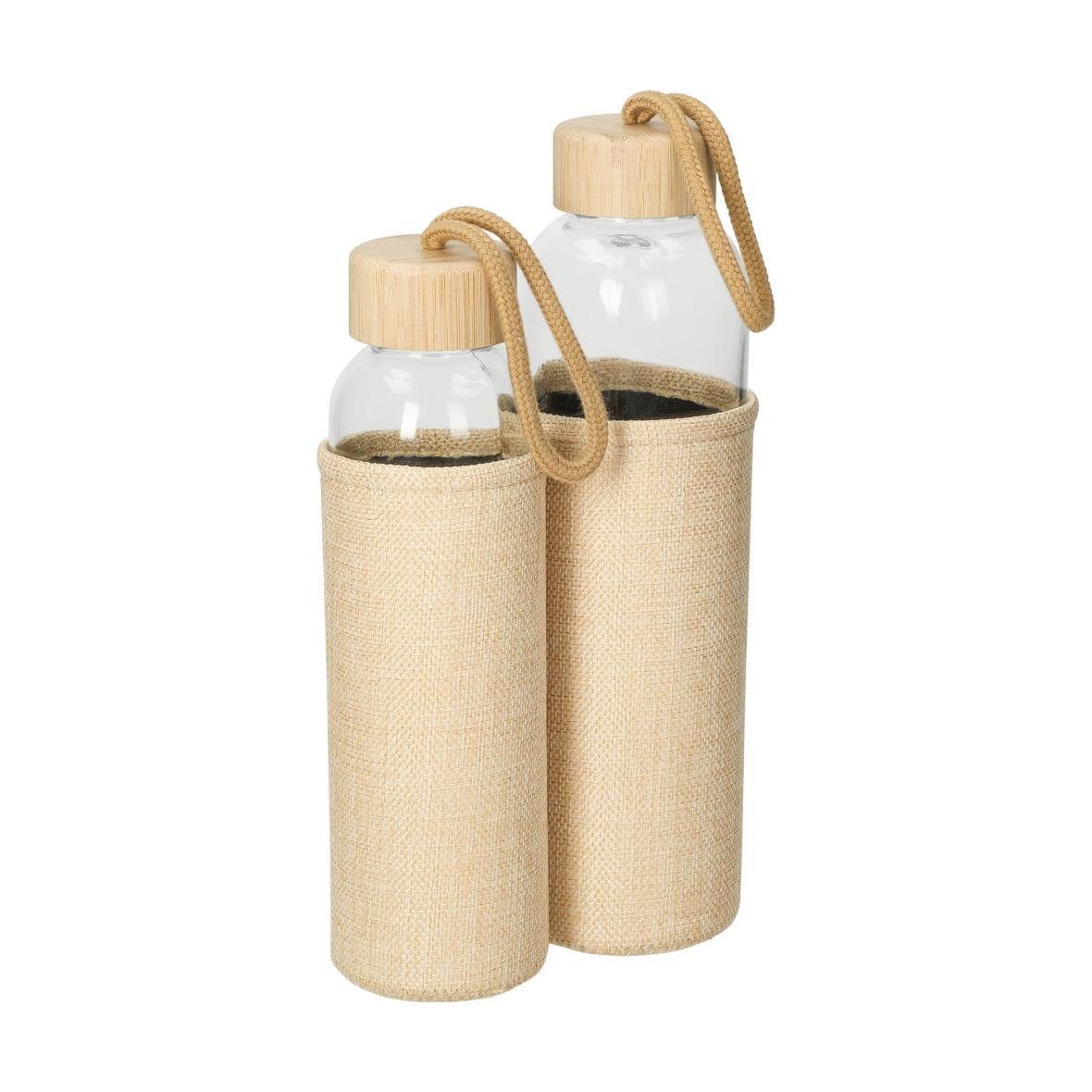 elasto Trinkflasche 500 ml Glasflasche "Natural" Wasserflasche mit softer Hülle, Sportflasche, Für Unterwegs, Bottle, Schule und Arbeit, Hülle