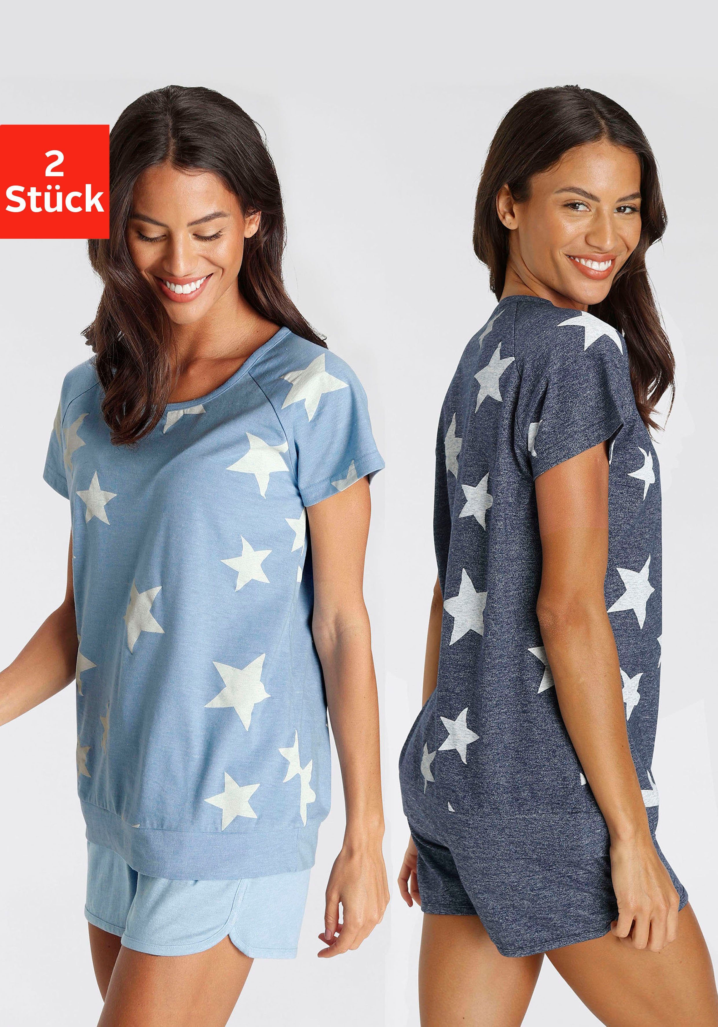 Vivance Dreams Shorty (4 tlg., 2 Stück) in melierter Optik mit Sternen günstig online kaufen