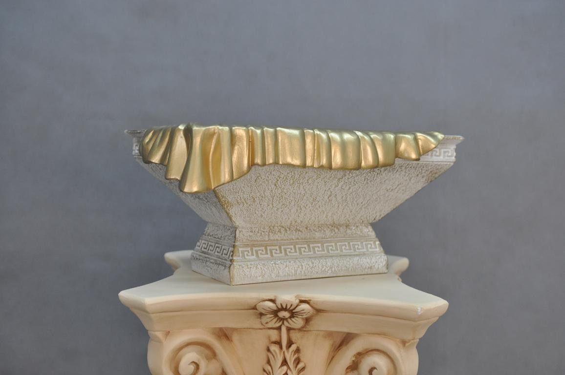 Skulptur Schalen Schale Obst Design Deko 843 XXL Vasen Ellipse Beige/Gold Antik Vase JVmoebel 18cm