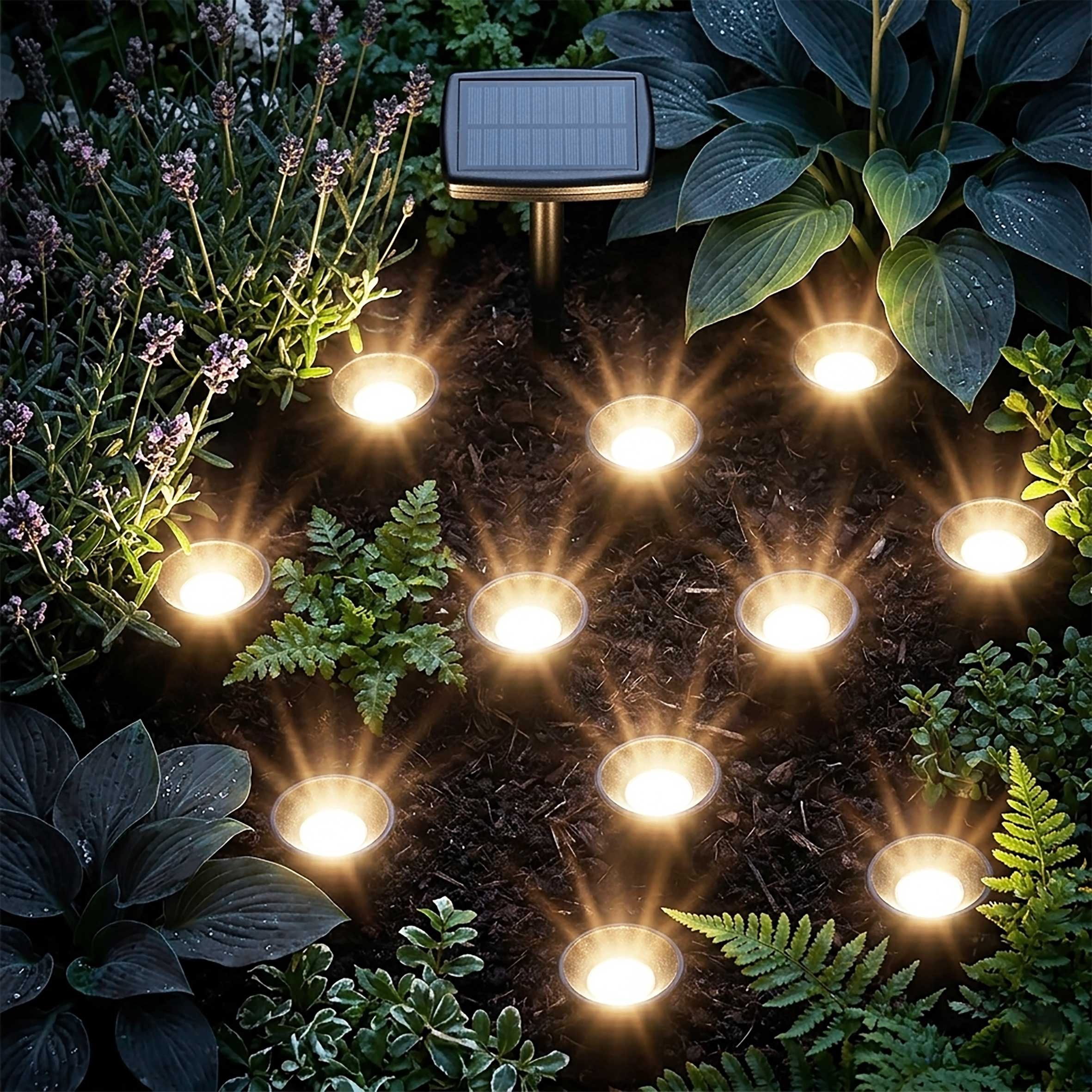 Spetebo LED Solarleuchte LED Solar Pflanzenstrahler klein - 10er Set, Ein-/Ausschalter, LED fest verbaut, warm weiß, Mini Garten Strahler Deko Beleuchtung für außen