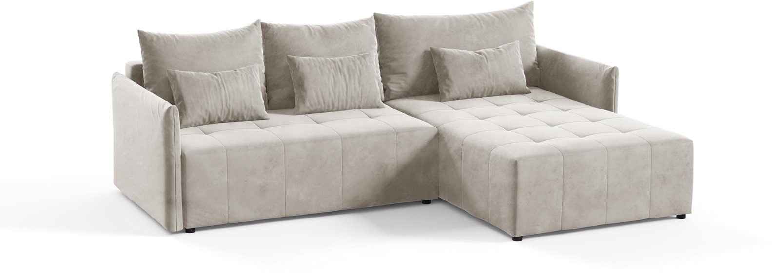 Lounge Beautysofa universelle L-Form (paros Beige Ben Ecksofa Bettkasten, für Ecke aus Schlaffunktion, 02) stilvoll L, Polstersofa Wohnzimmer, Velours mane,