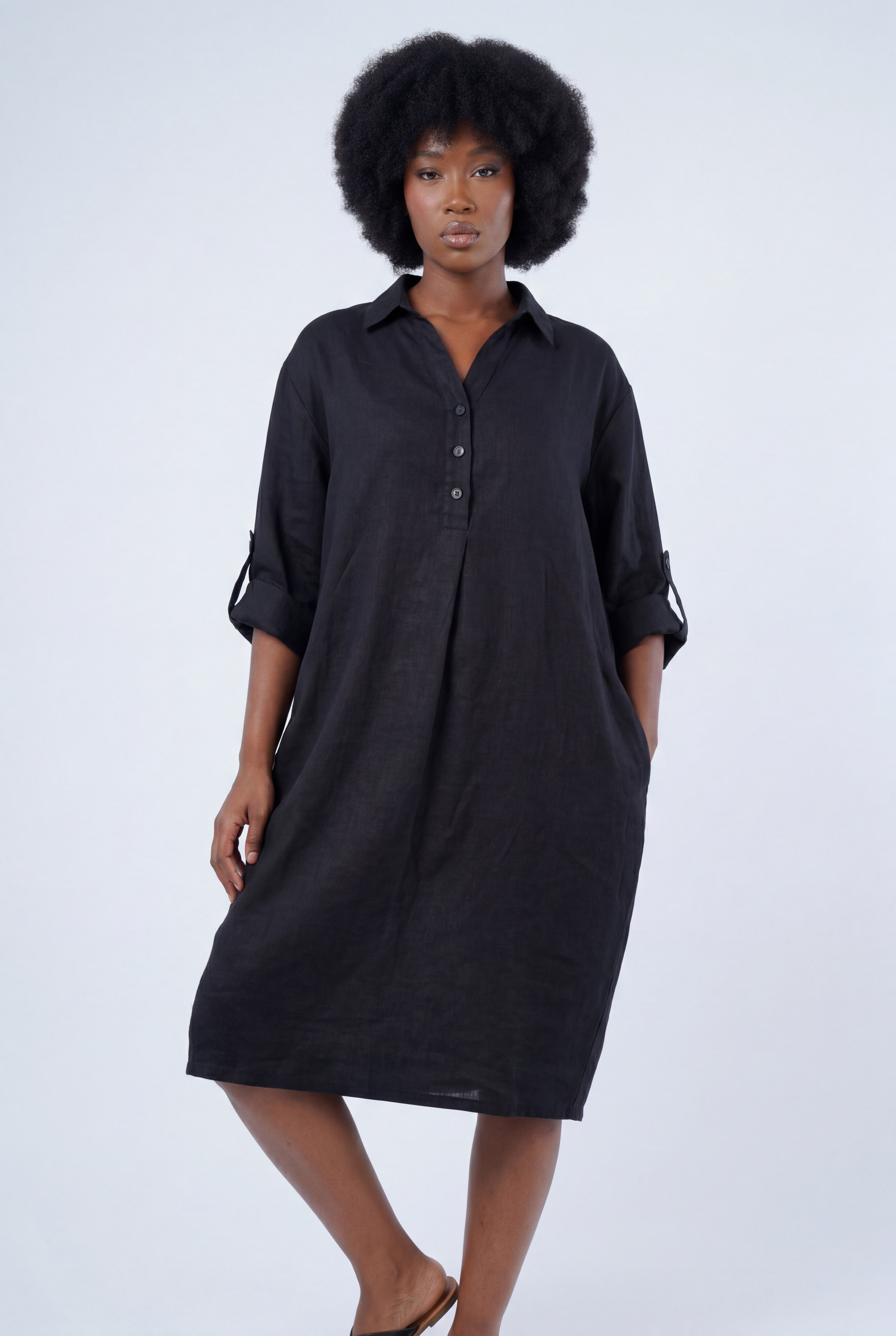 Blusenkleid Leinen-Tunika Oversized One Size