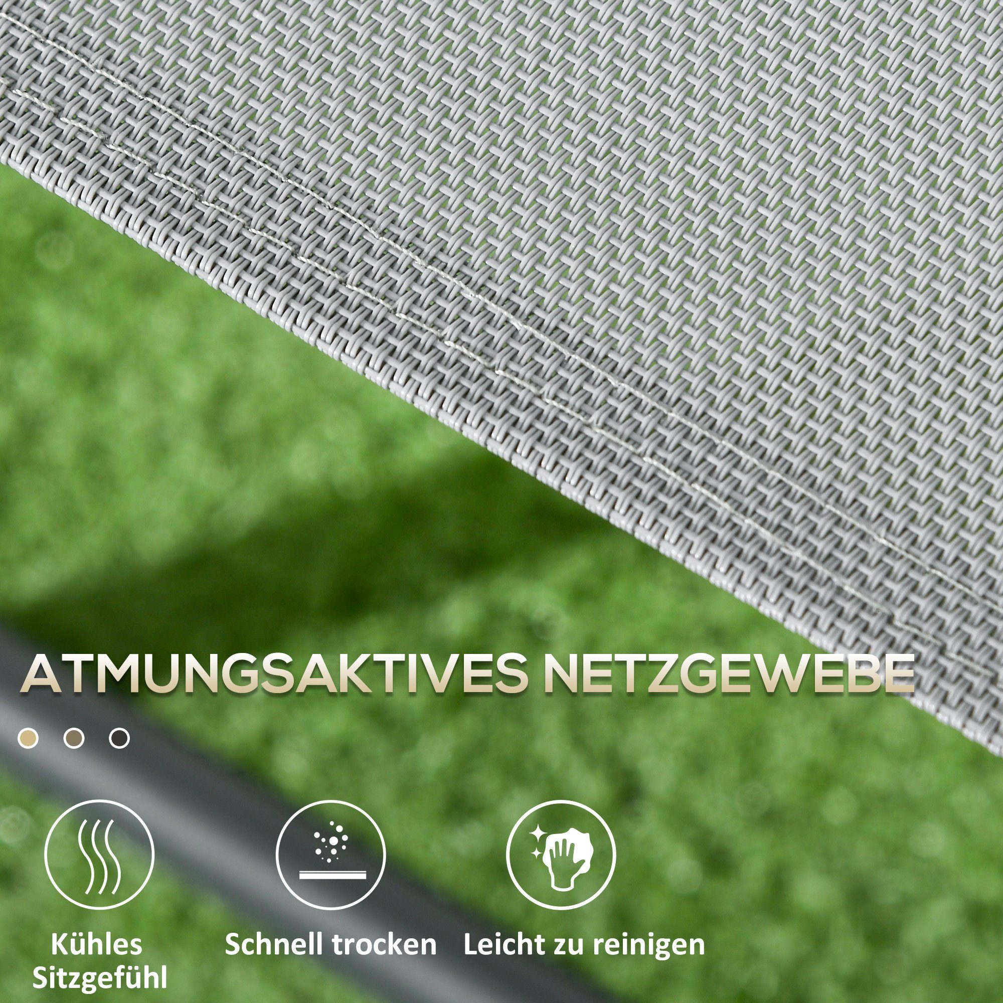 Outsunny Balkonset Sitzgruppe 3tlg., Klappbares Balkonmöbel-Set inkl. 1 Tisch, 2 Stühlen, (Gartenmöbel-Set, 3-tlg., Bistro-Set), Gartengarnitur für Garten, Terrasse, Mesh, Hellgrau