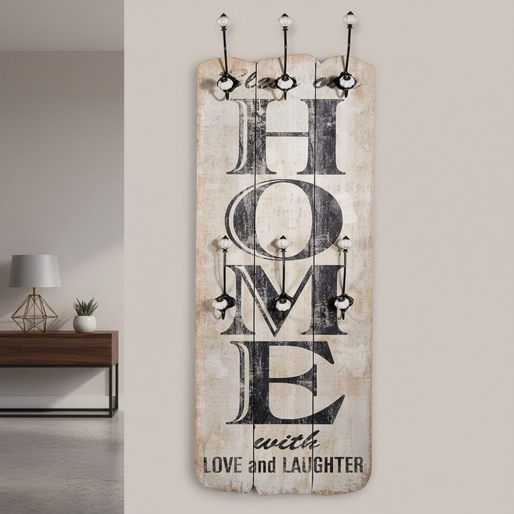 Mucola Wandgarderobe Wandgarderobe Garderobenpaneel Wandpaneel Flurgarderobe Haken (Stück, 1 St., Garderobe), Paulownienholz