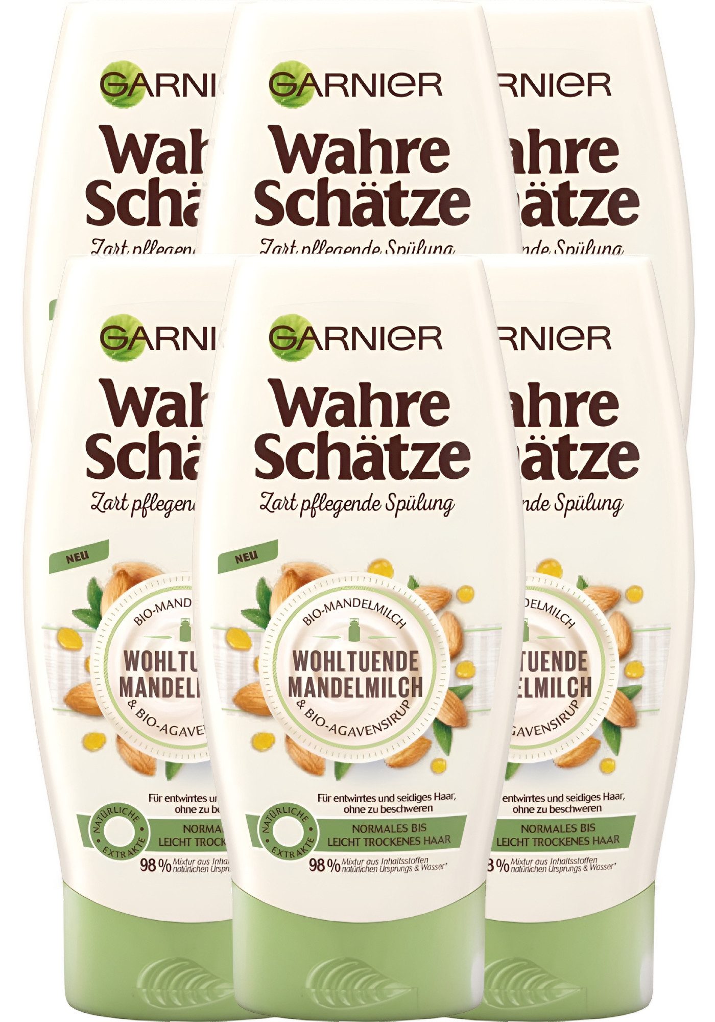 GARNIER Haarspülung Wahre Schätze Wohltuende Mandelmilch 250ml, 6-tlg.