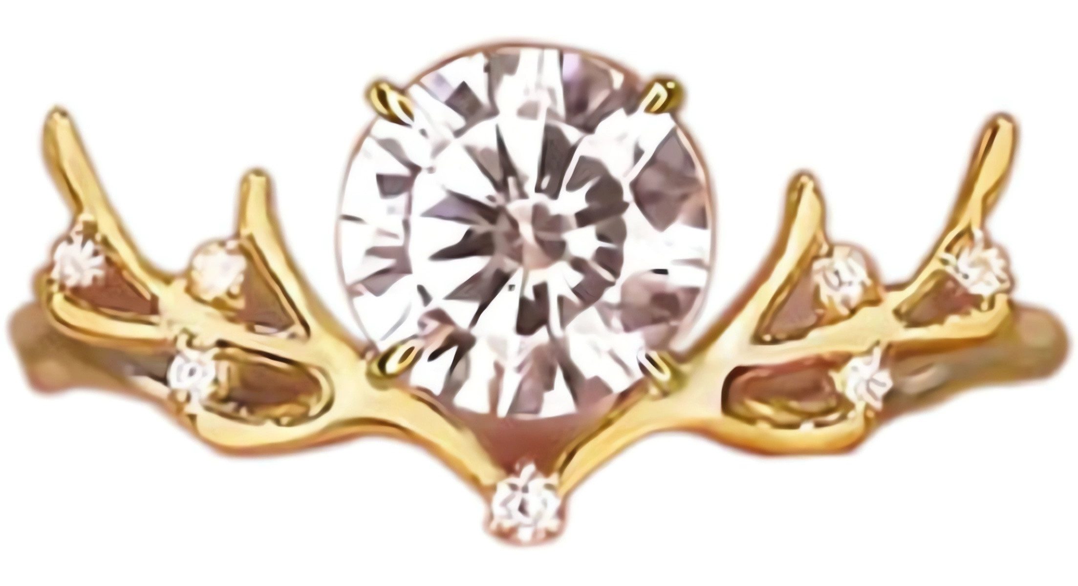 Jumpeak Diamantring Ringe Gold,Gold Schmuck,niedliches Hirschgeweih-Design,Frauen Geschenk (1.5 ct, E, VS2, 3ex, lab grown diamant ring, Weihnachten), Ring mit Stein,Geldgeschenk Weihnachten,diamant ring damen,modeschmuck