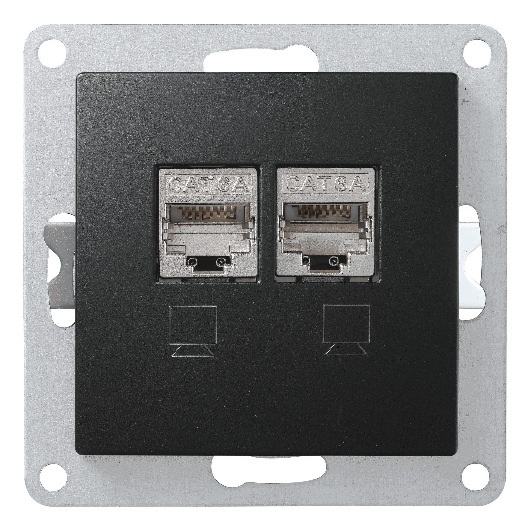 Lichtideen Schalter 2798 Einsatz schwarz Netzwerkdose CAT6 voll geschirmt (Taster, Schalter, Anennendose, Steckdose mit USB lieferbar)