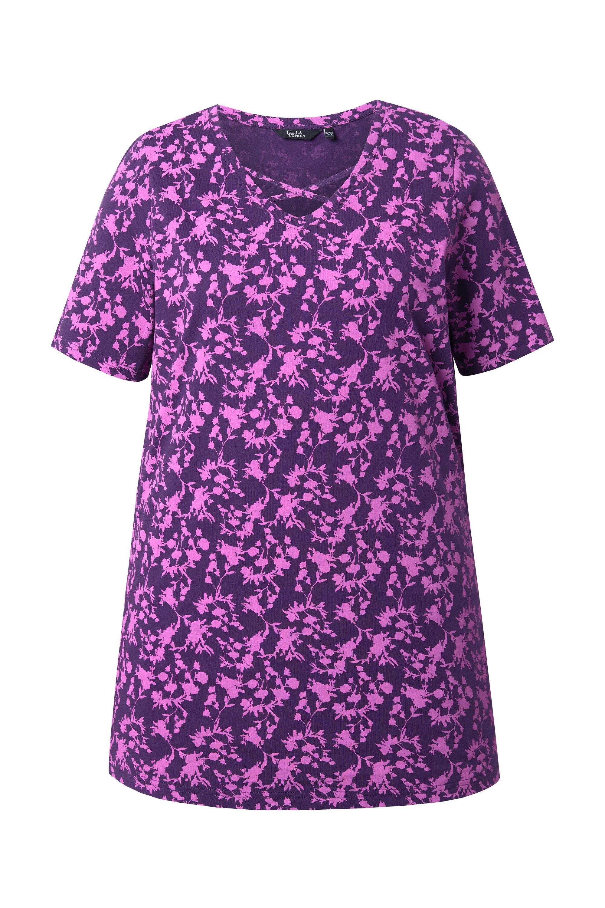 Ulla Popken T-Shirt T-Shirt Zierbänder V-Ausschnitt Halbarm günstig online kaufen
