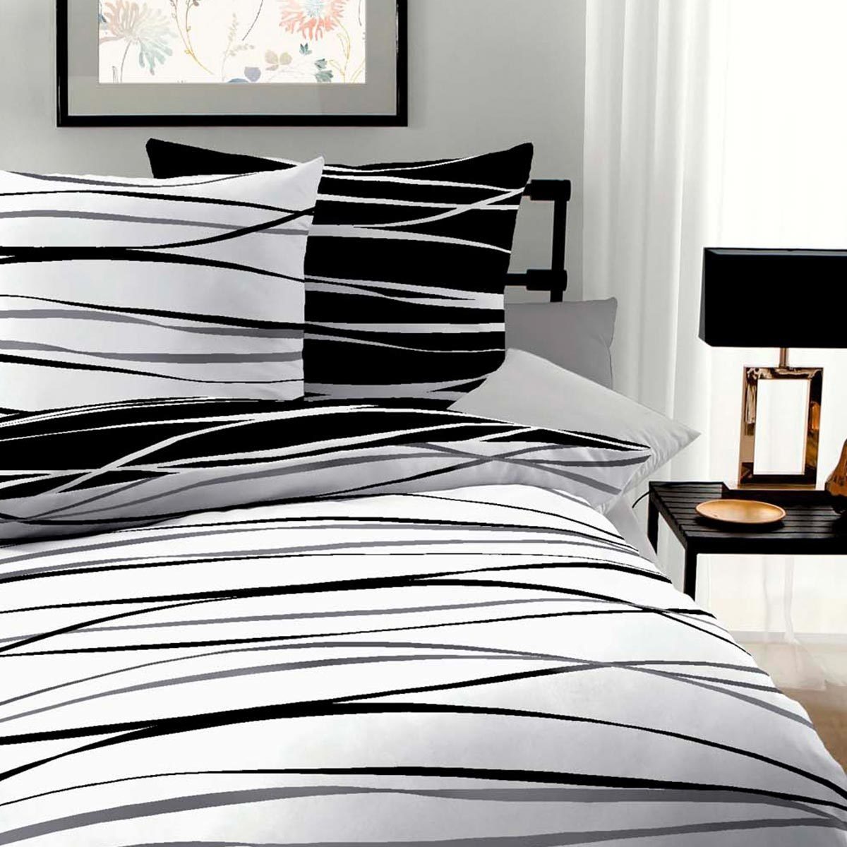 BETTWARENSHOP Bettwäsche Satinmotion black&white, Mako Satin, günstig online kaufen