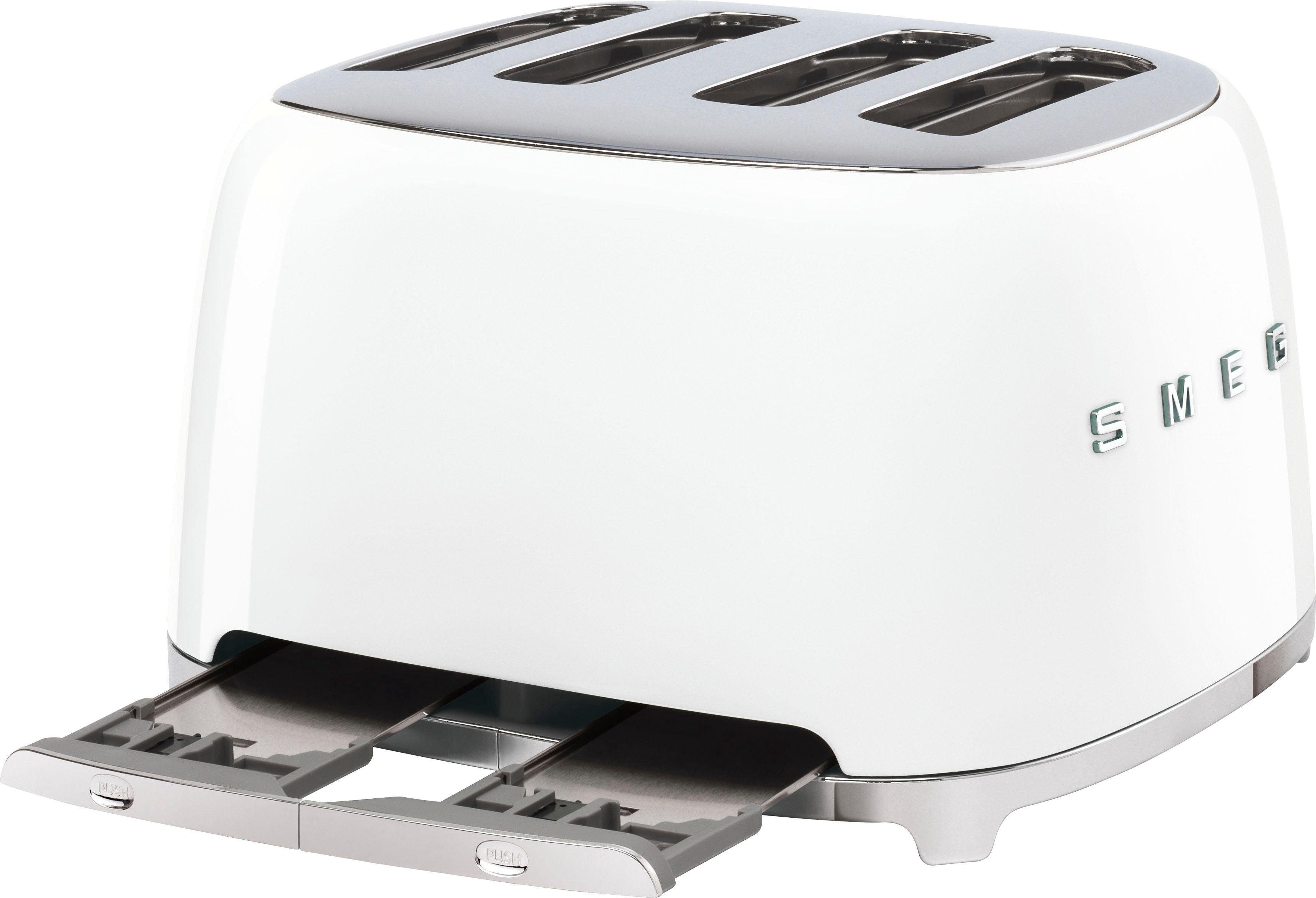 Smeg Toaster TSF03WHEU, 4 kurze Schlitze, 3000 W