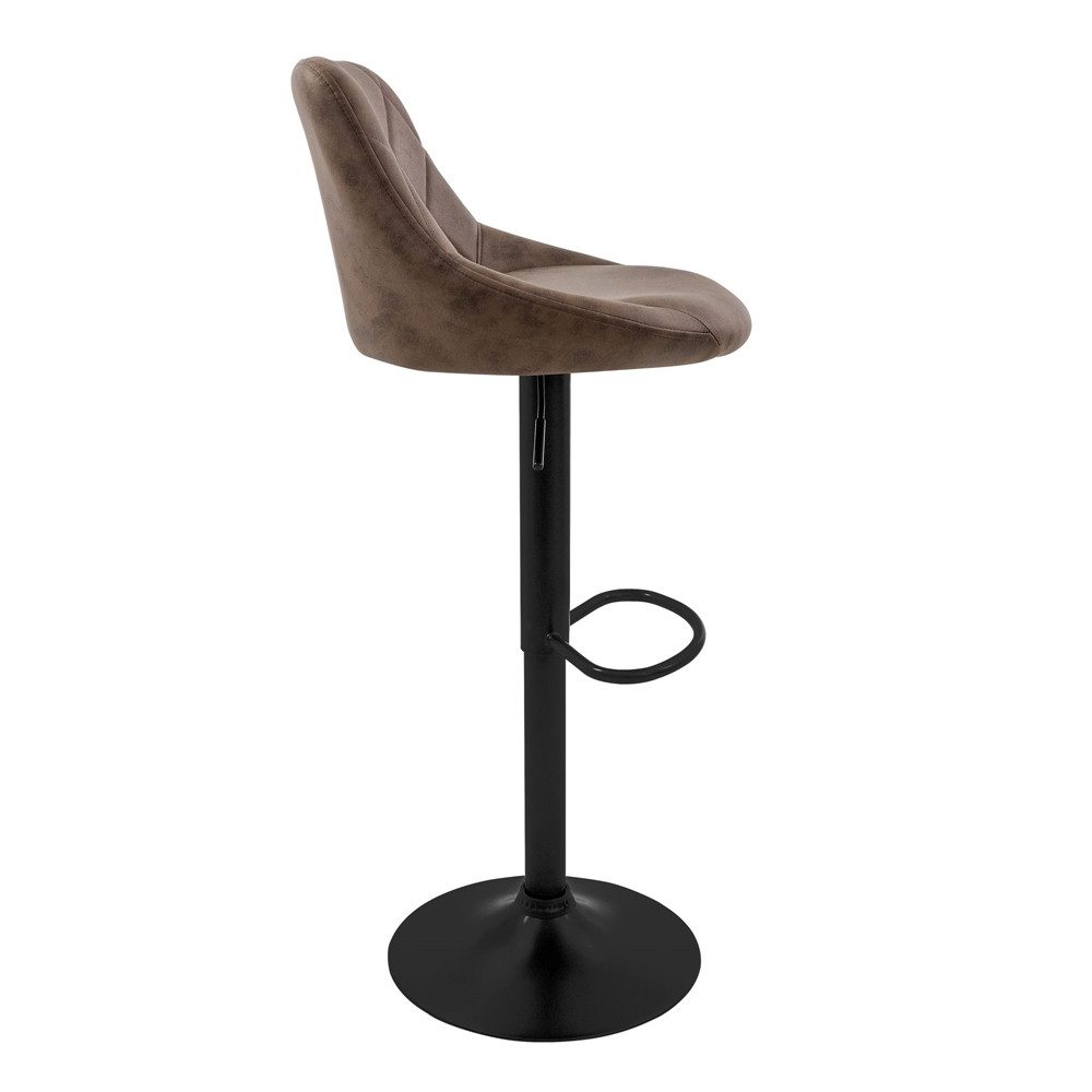 ML-DESIGN Barhocker Gepolsterter Barstuhl mit Rückenlehne und Fußstütze, 360° drehbar (2 St), Drehstuhl höhenverstellbar 62-82 cm 2er Set Braun Bezug aus Kunstl – Bild 3 von 5