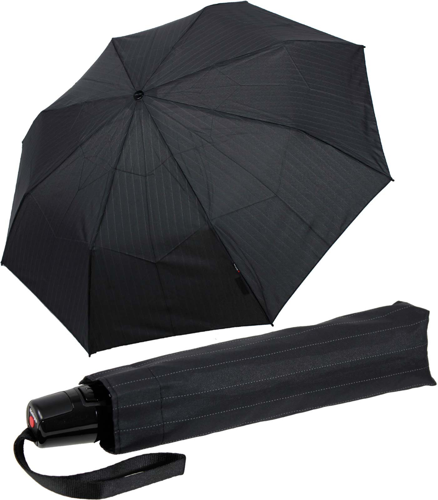 schwarz Taschenregenschirm Regenschirm sturmfest Knirps® Duomatic Pinstripe, Knirps Fiber - T2