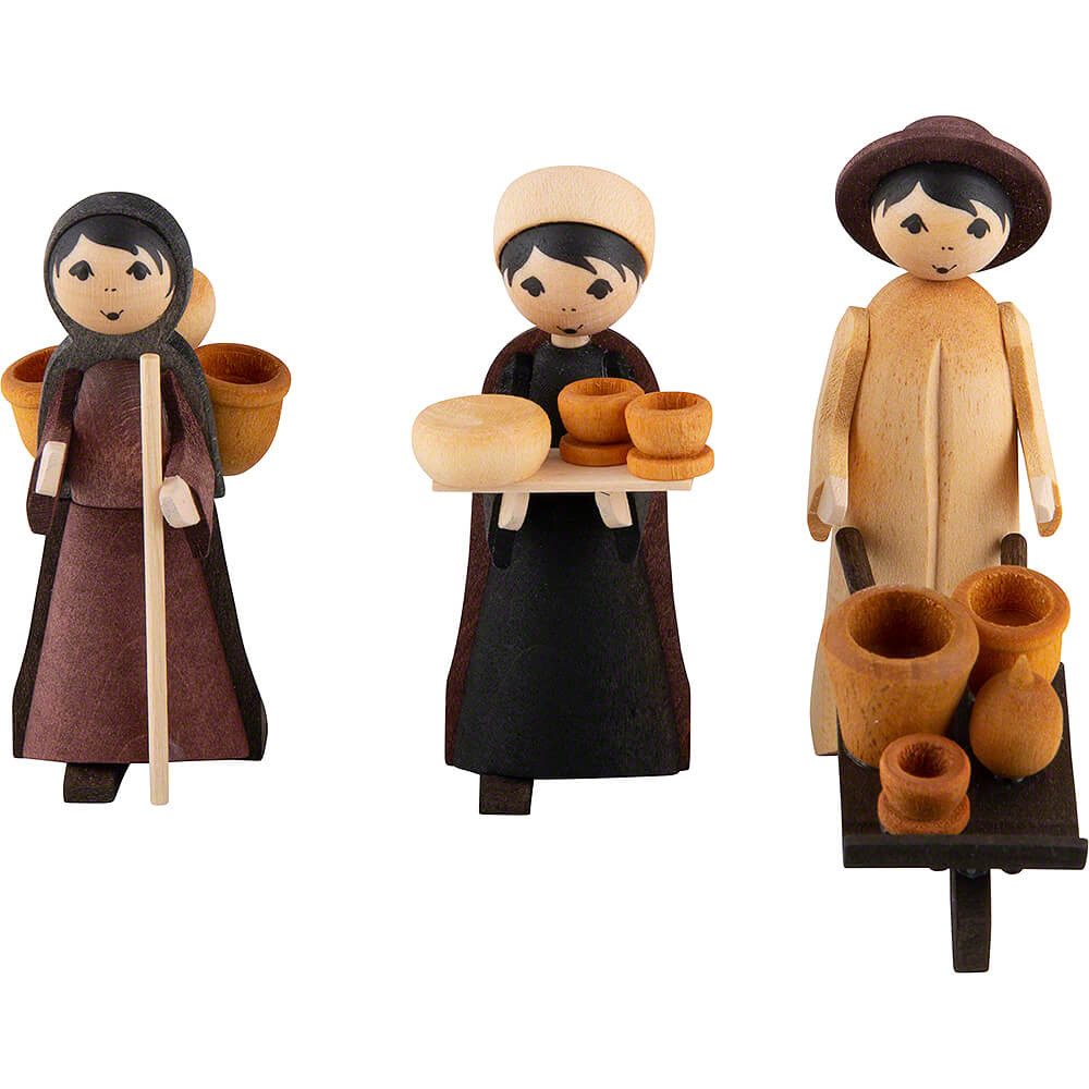ULMIK Dekofigur Geschirrhändler 3-teilig gebeizt (7cm) von ULMIK