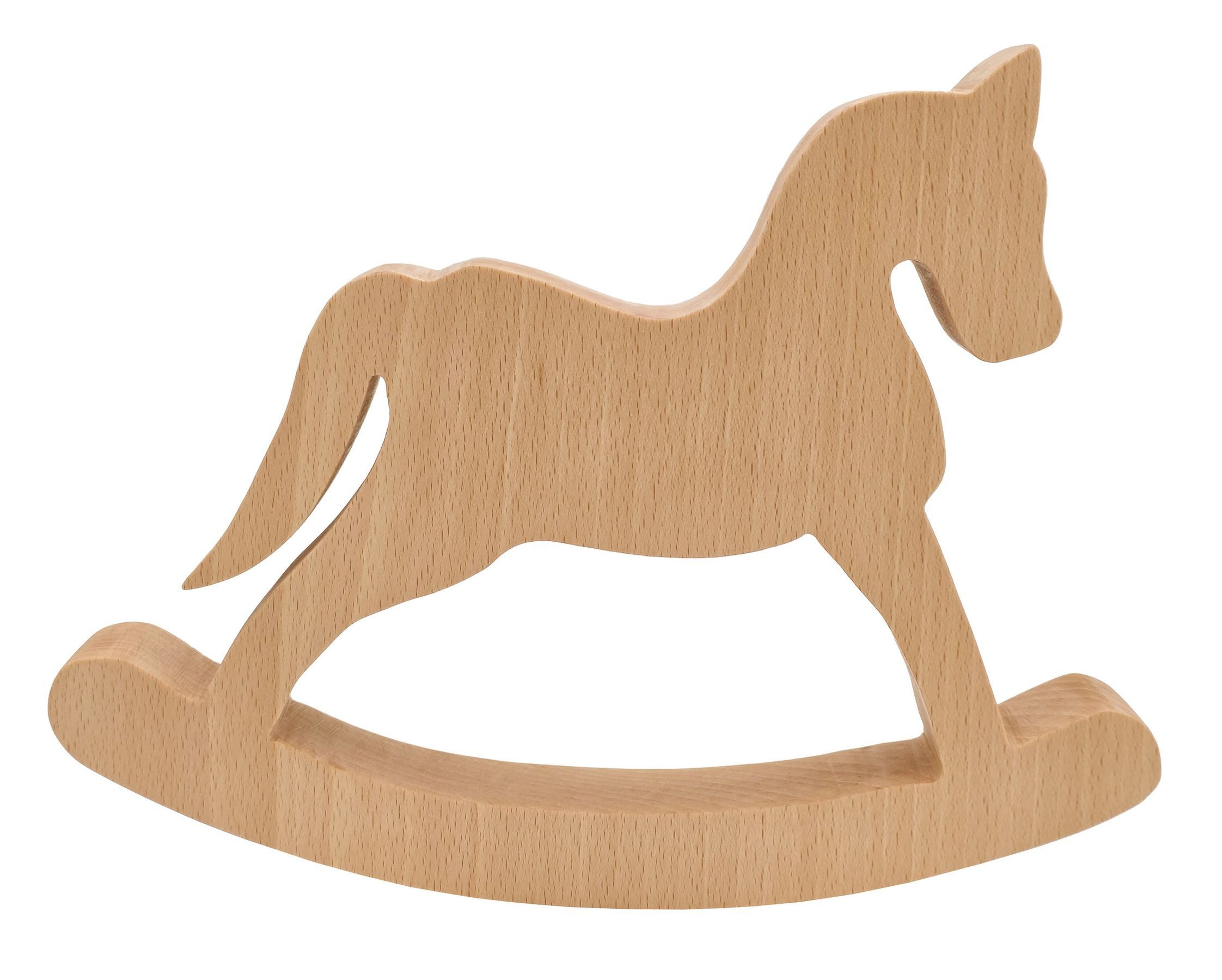 ERST-HOLZ Dekoobjekt Schaukel-Pferd Stern Baum oder 3er-Set Tischdeko Buche Geölt