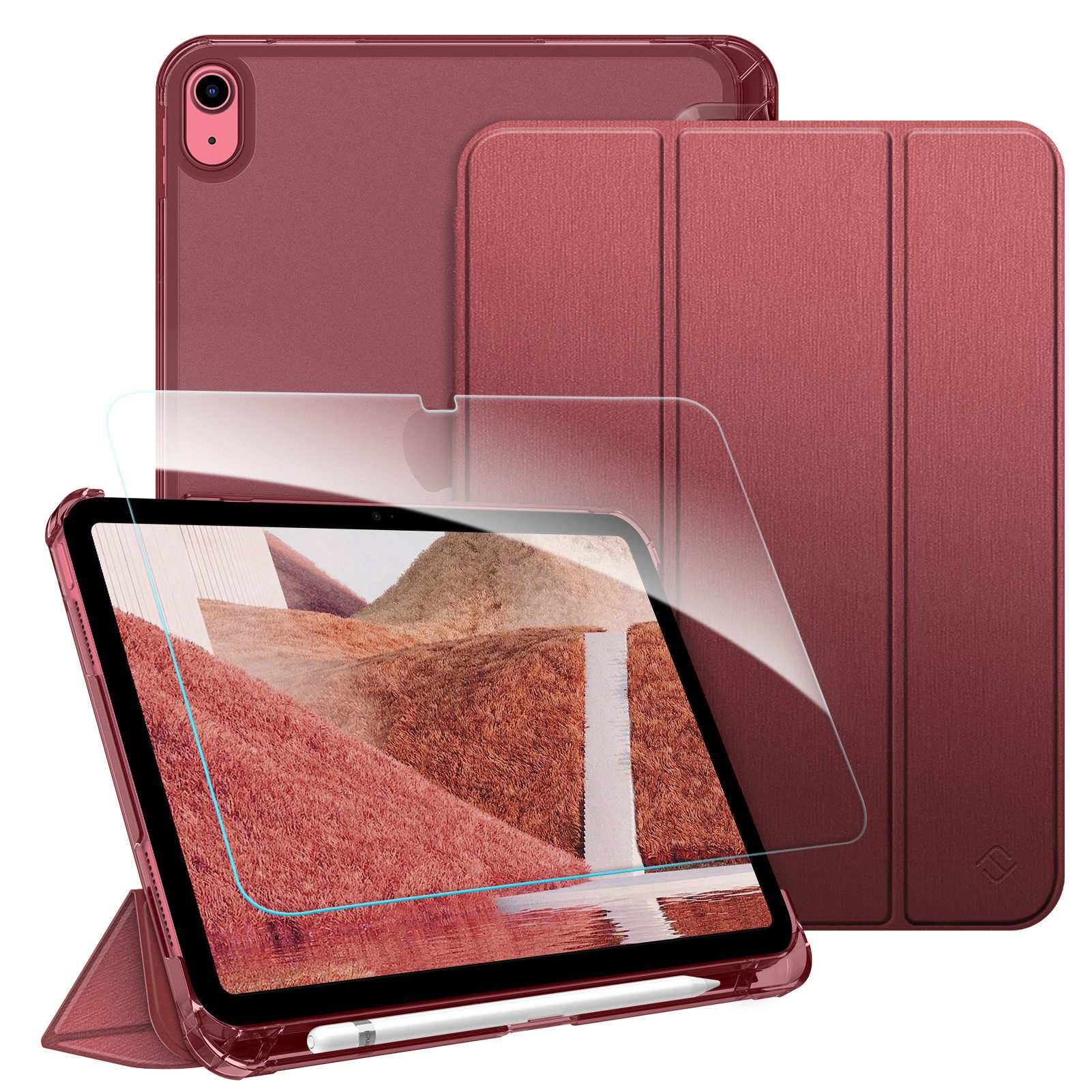 Fintie Tablet-Hülle für iPad 11 Generation 11'' 2025 (A16), iPad 10 Generation 10.9'' 2022, mit Schutzfolie-ultradünne transparente Rückseite Case mit Stifthalter